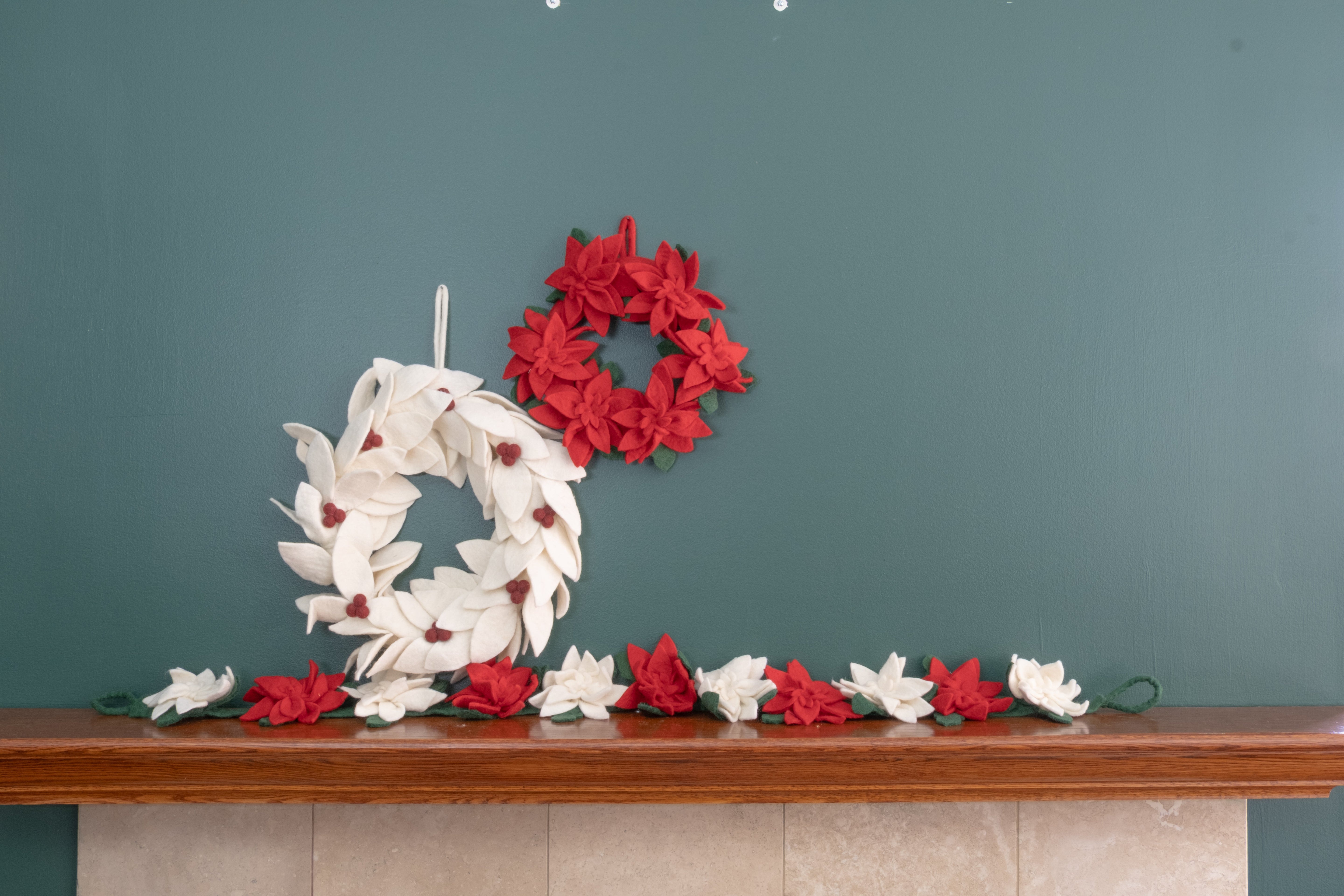 felt red and white holiday wreaths | Fair Trade | Global Goods Partners