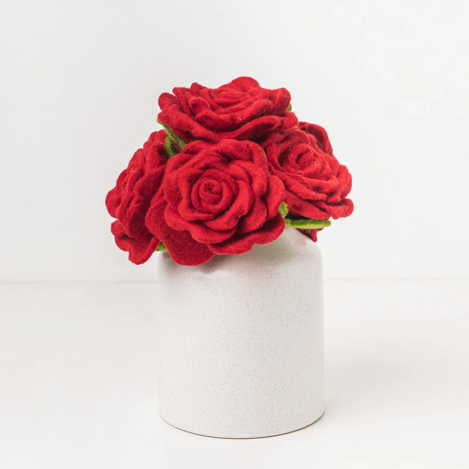 Bouquet of Red felt roses in white vase - Fair Trade Home Decor & Gifts - Global Goods Partners