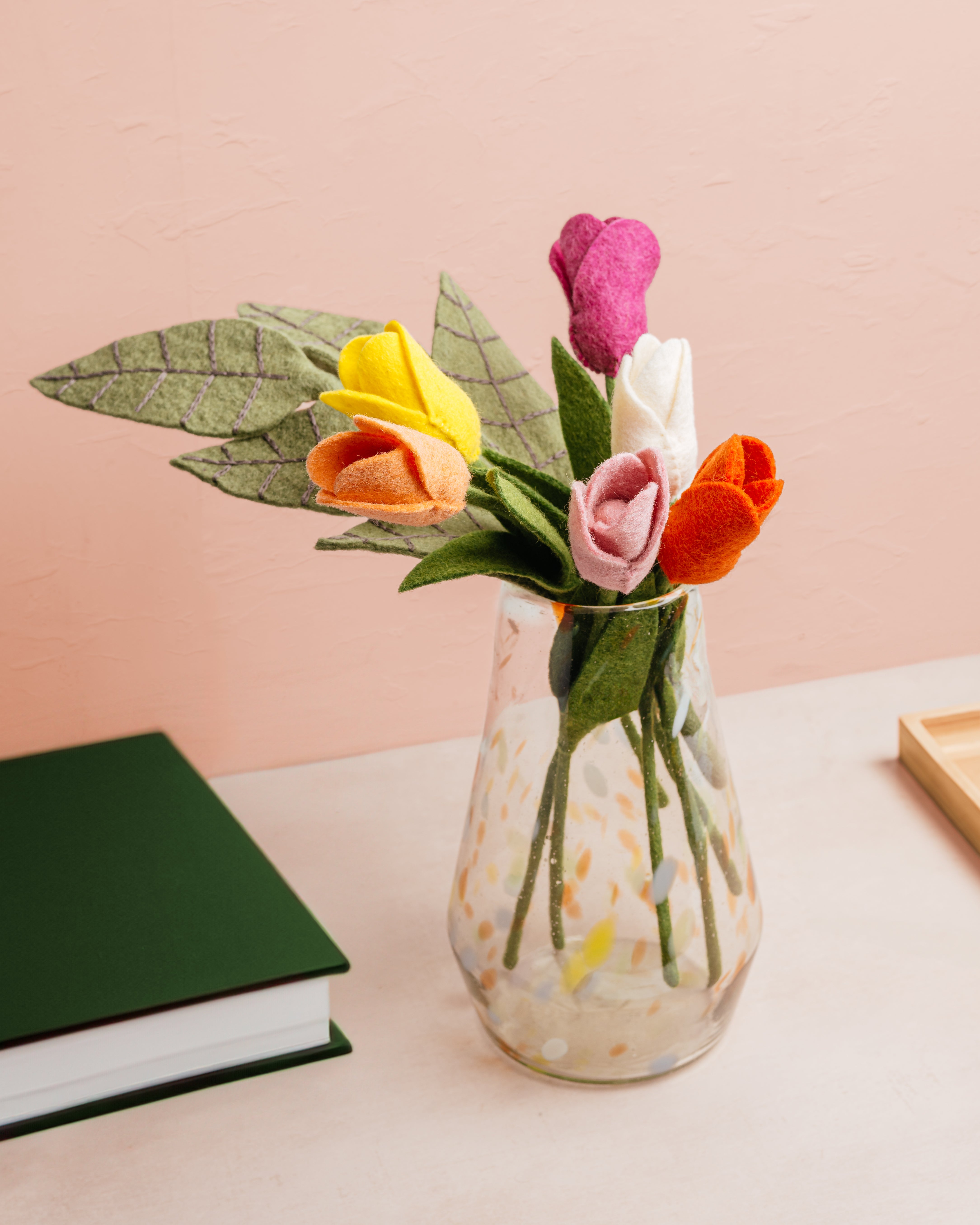 Felt Dutch Tulip Flower Bouquet in Vase - Fair Trade - Global Goods Partners