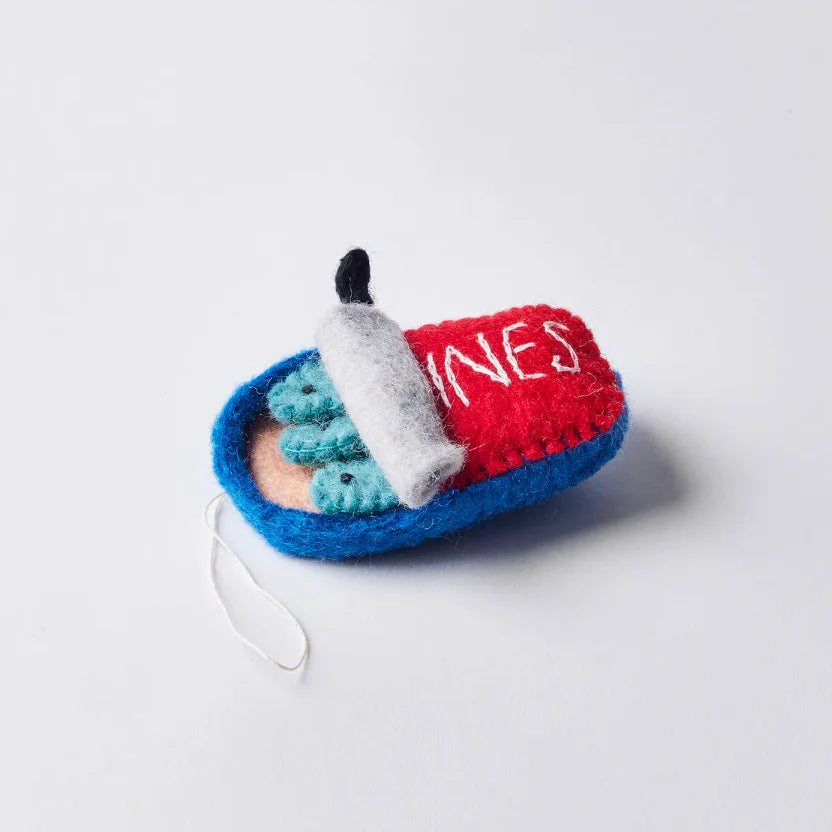 Felt Can of Sardines Ornament Handmade - Fair Trade - GGP