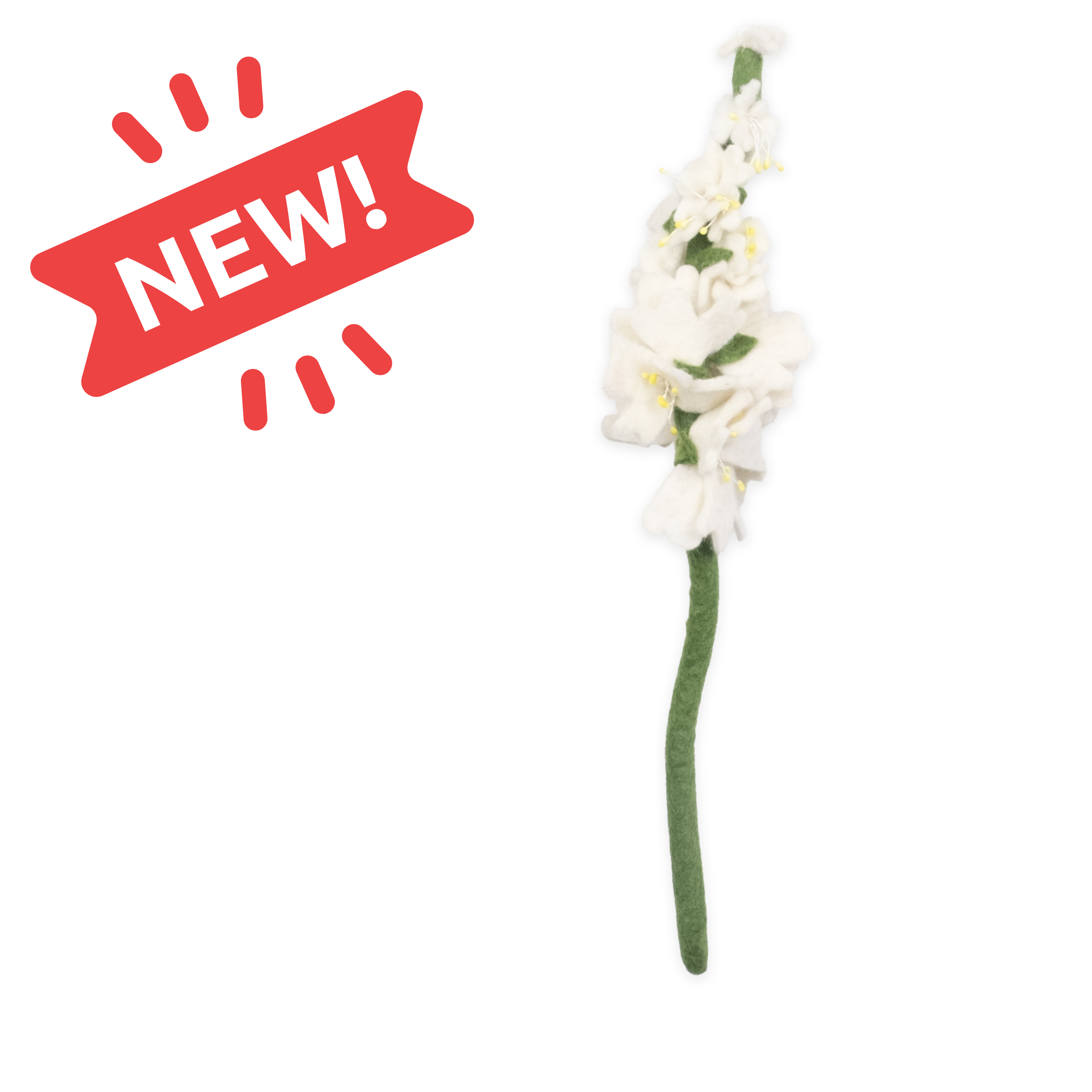 White Felt Crepe Myrtle Flower Stem