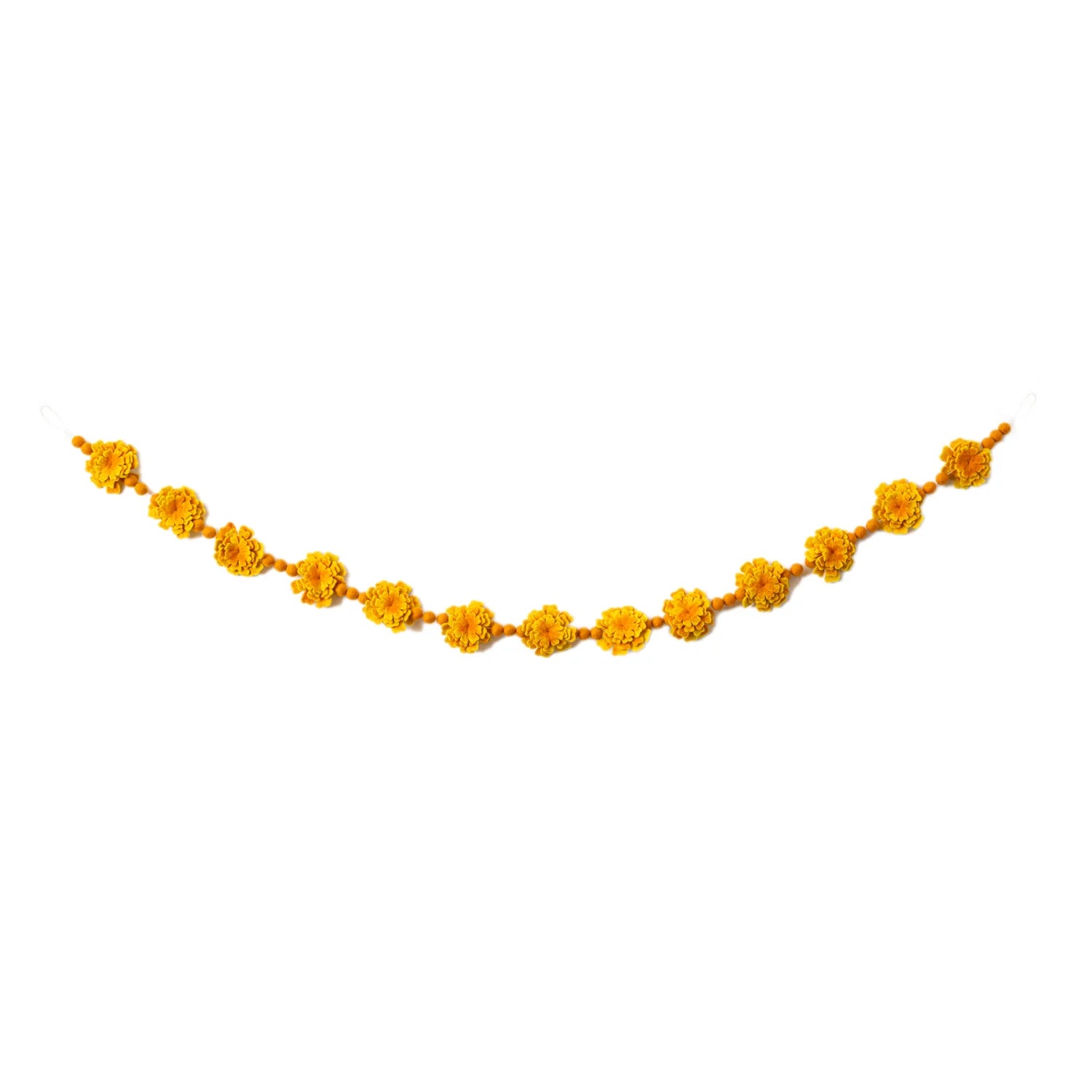 orange felt marigold long decorative garland - Global Goods Partners