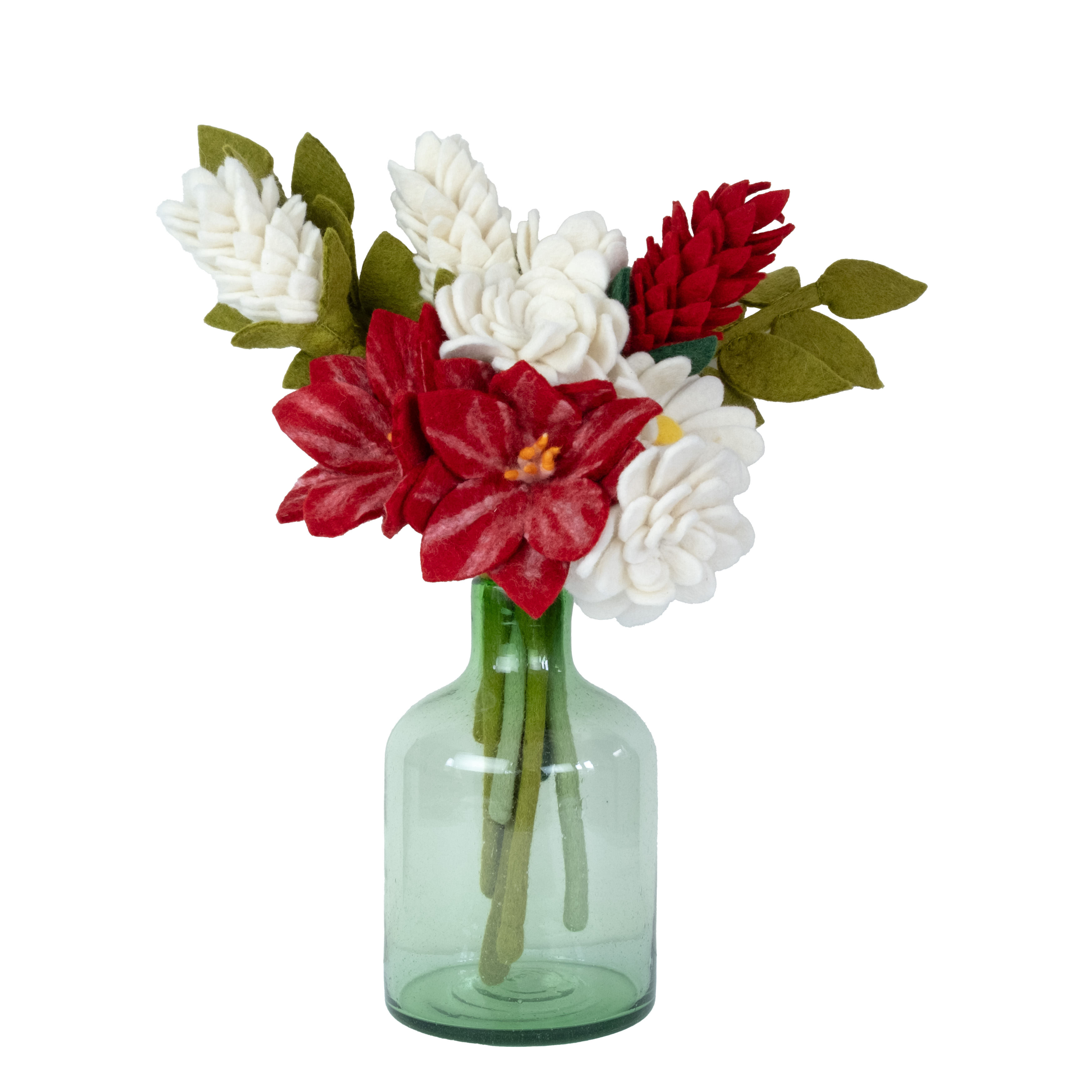 Happy Holidays Red and White Winter Floral Felt Bouquet - Fair Trade - Global Goods Partners