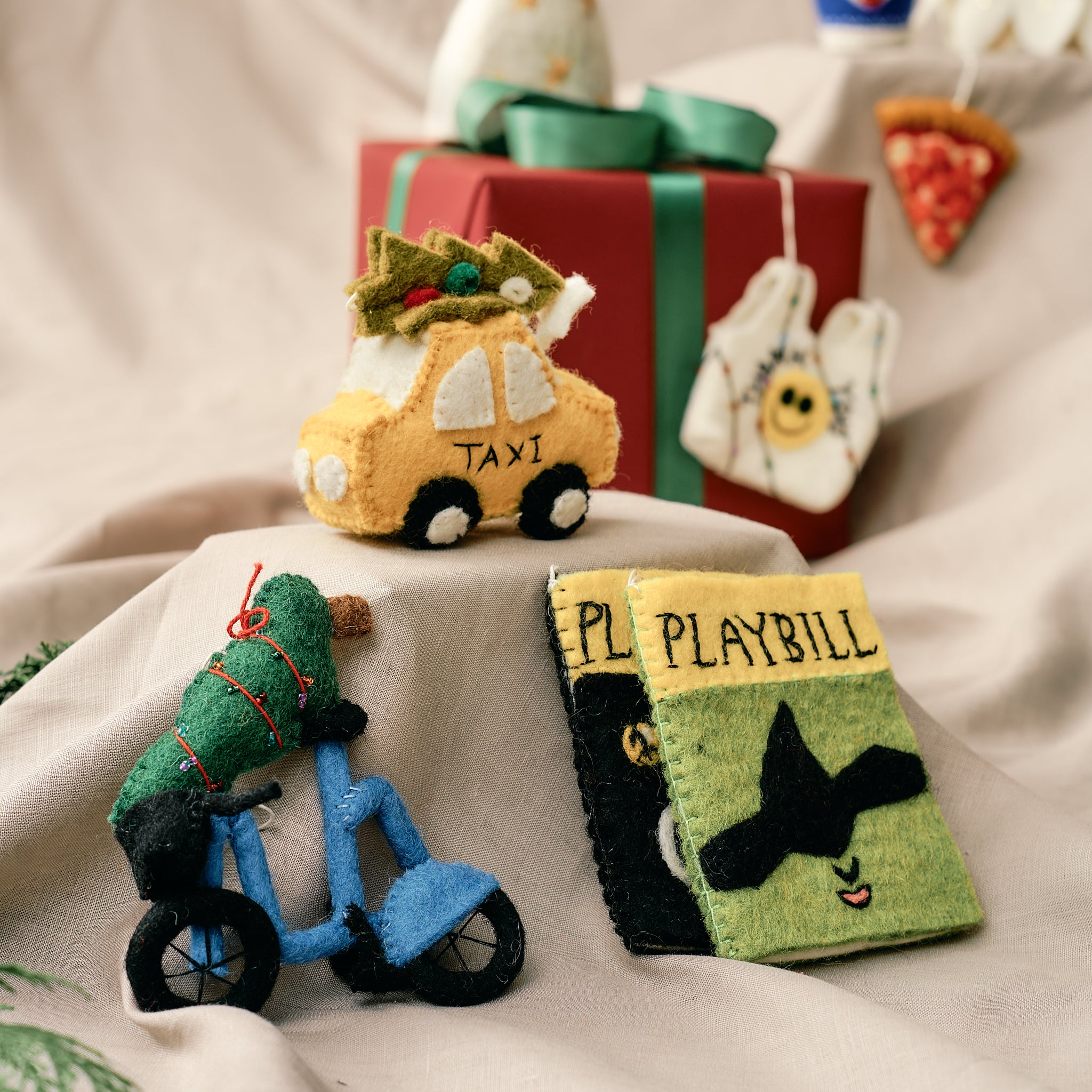 Felt Christmas Tree City Bike Ornament