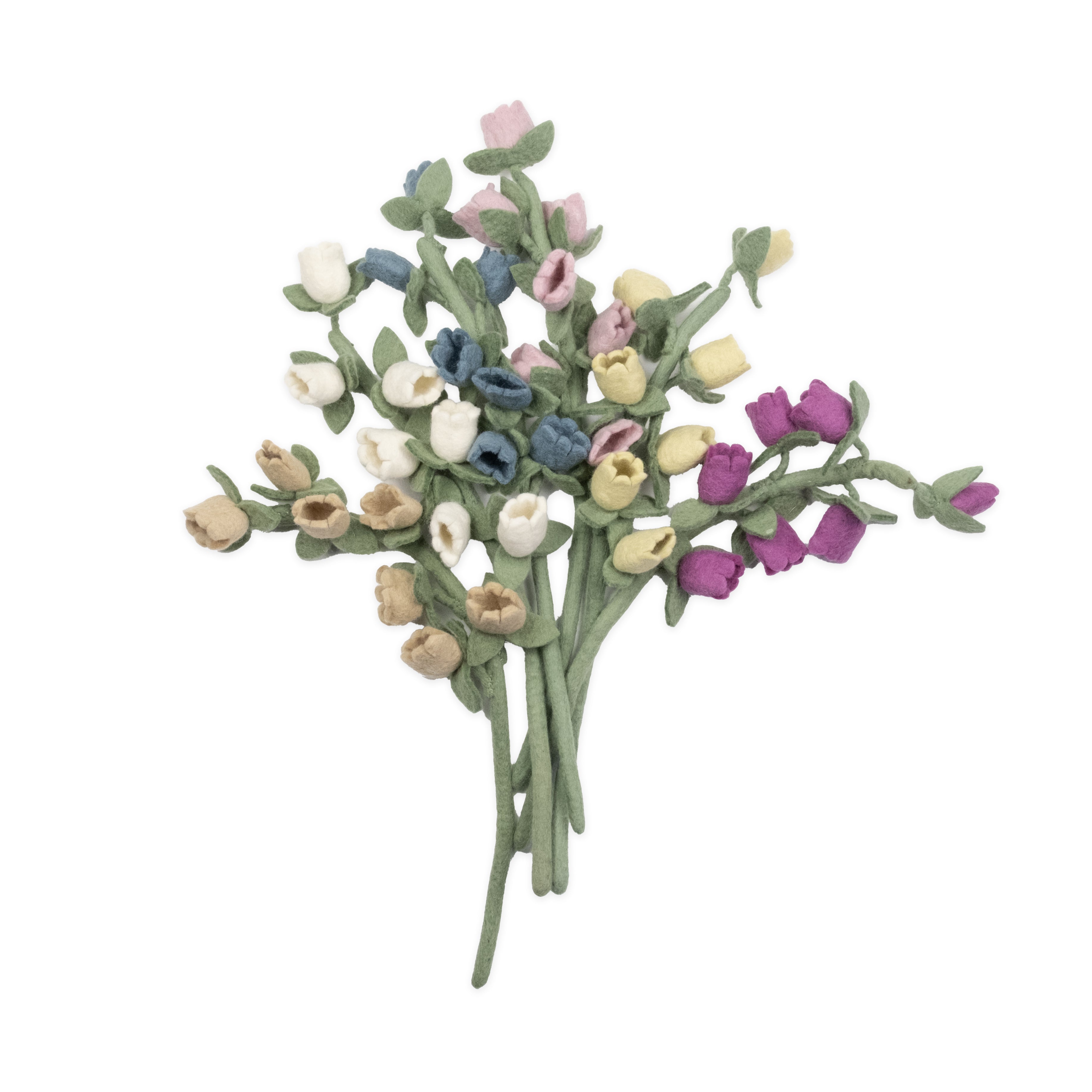 flat lay felt bellflower stems - Global Goods Partners Fair Trade