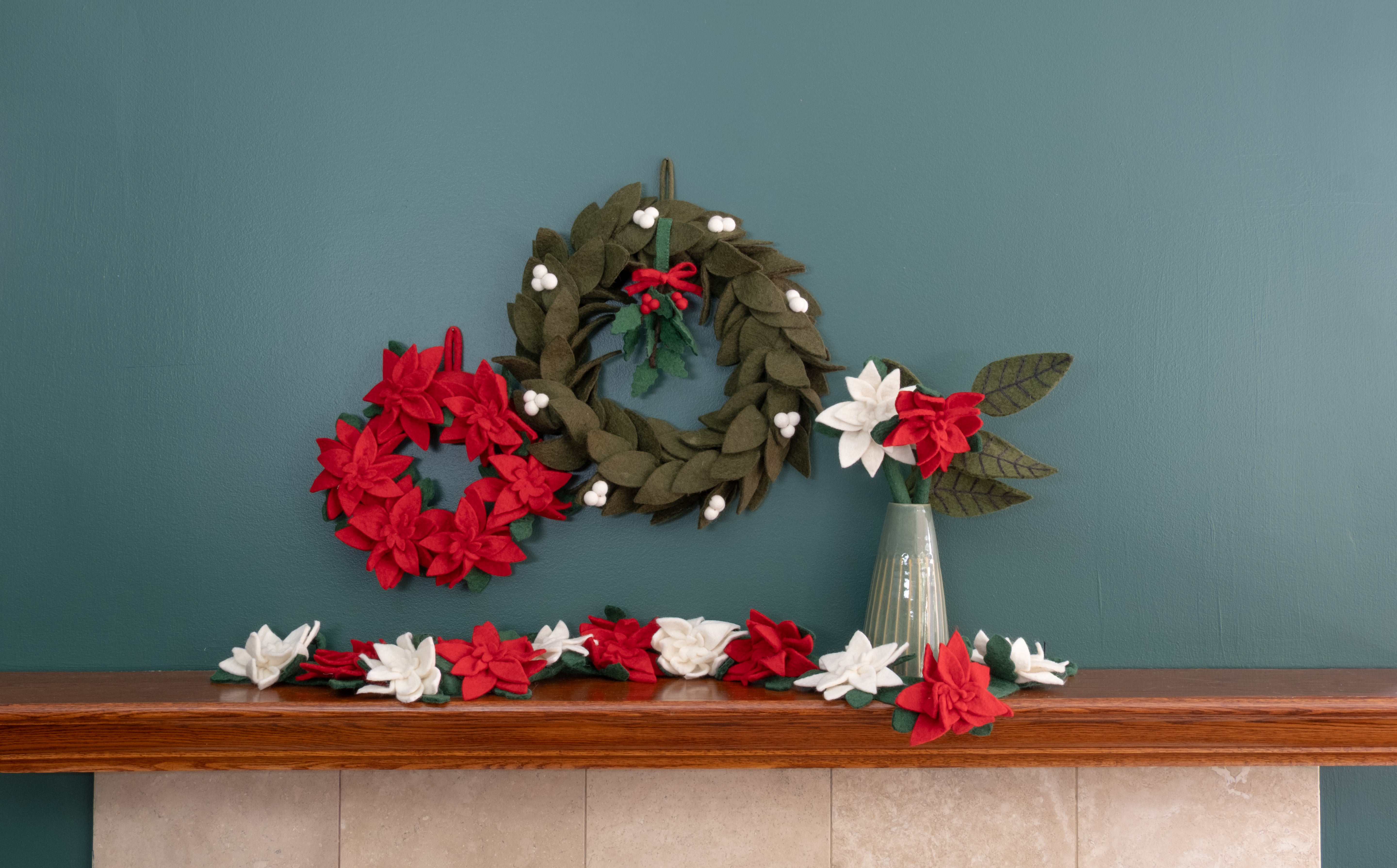 Felt Holly Ornament