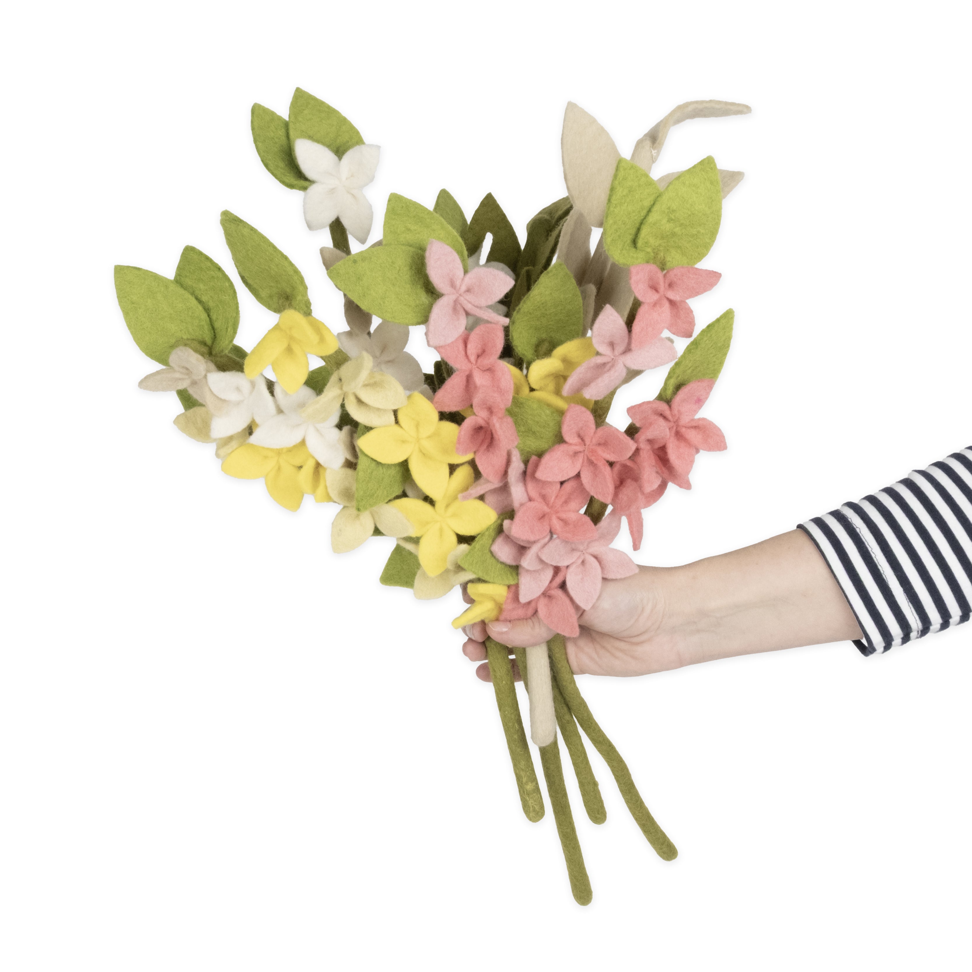 Felt Forsythia Flowers bouquet in hand - Global Goods Partners