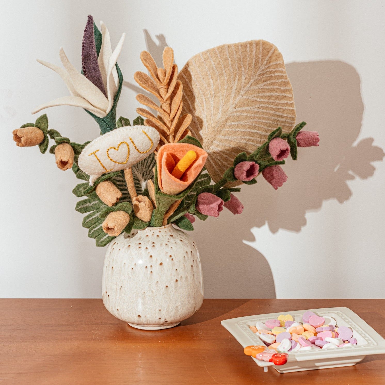 Felt Love Letter Stem with felt flowers in vase | Global Goods Partners