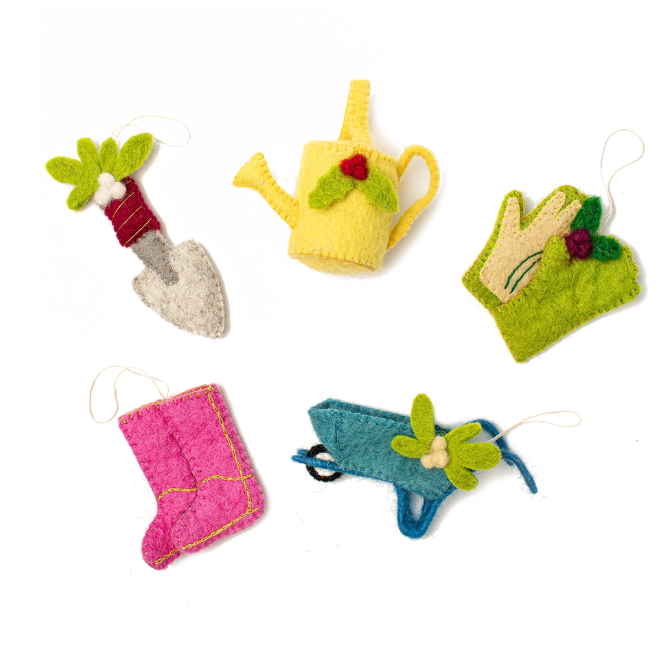 Felt Garden Ornaments Flat lay | Global Goods Partners
