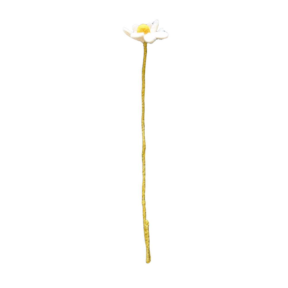 White fair trade flower with a yellow center on a white background | Global Goods Partners