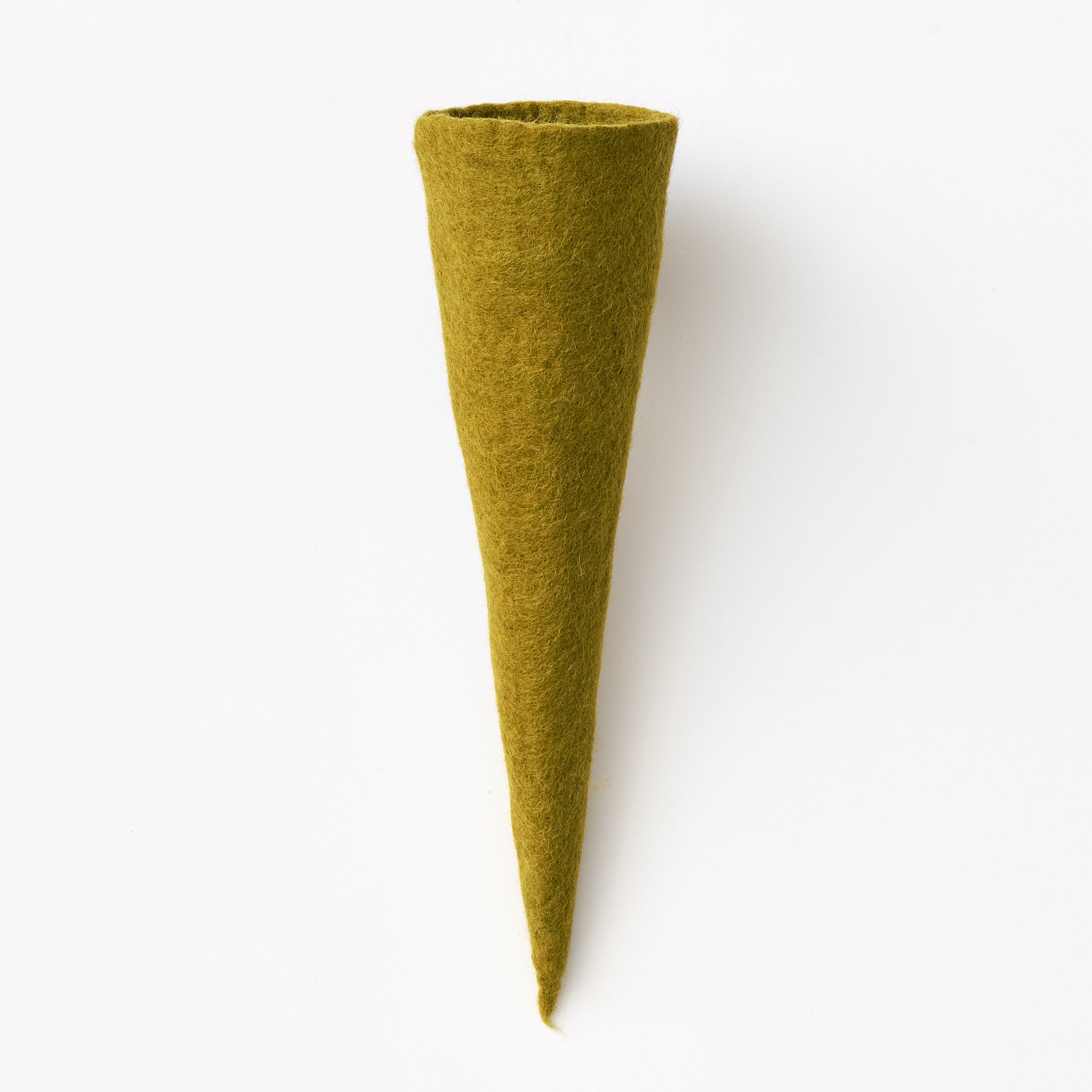 Green felt vase on a white background. Handmade by women artisans | Global Goods Partners