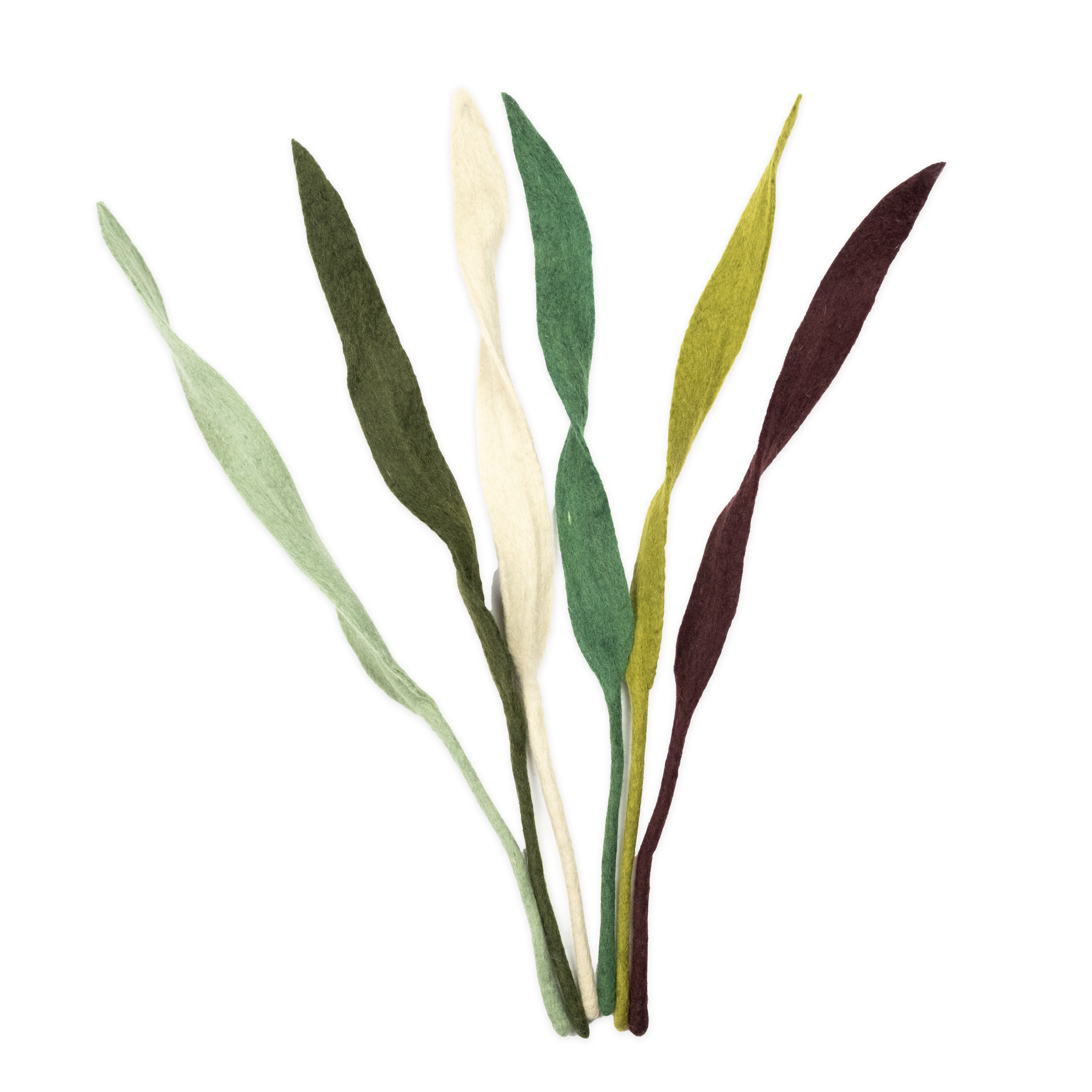 Set of fair trade felt leaves in various colors on a white background | Global Goods Partners