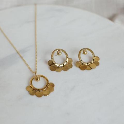 Brass Medallion Tassel Necklace
