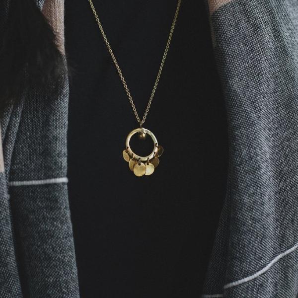 Brass Medallion Tassel Necklace