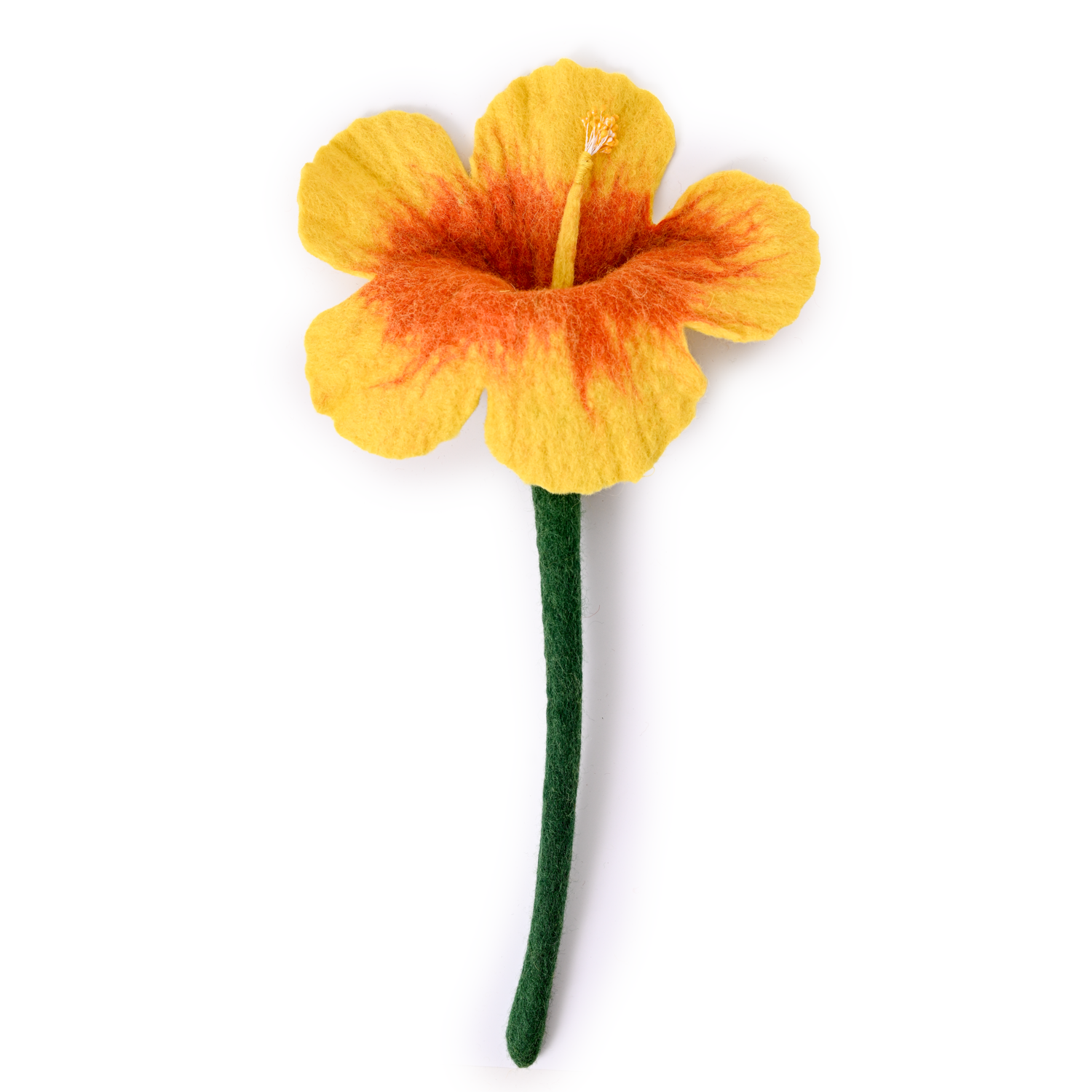 Yellow Felt Hibiscus Flowers -Fair Trade - Global Goods Partners