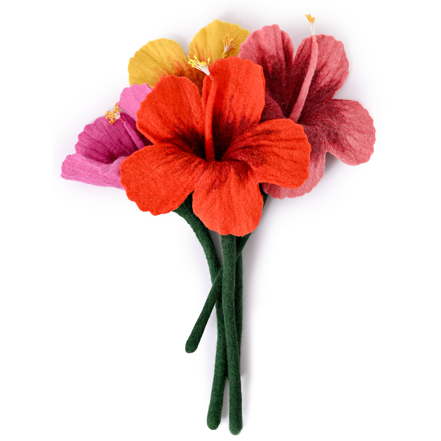 Felt Hibiscus Flowers Various Colors -Fair Trade - Global Goods Partners