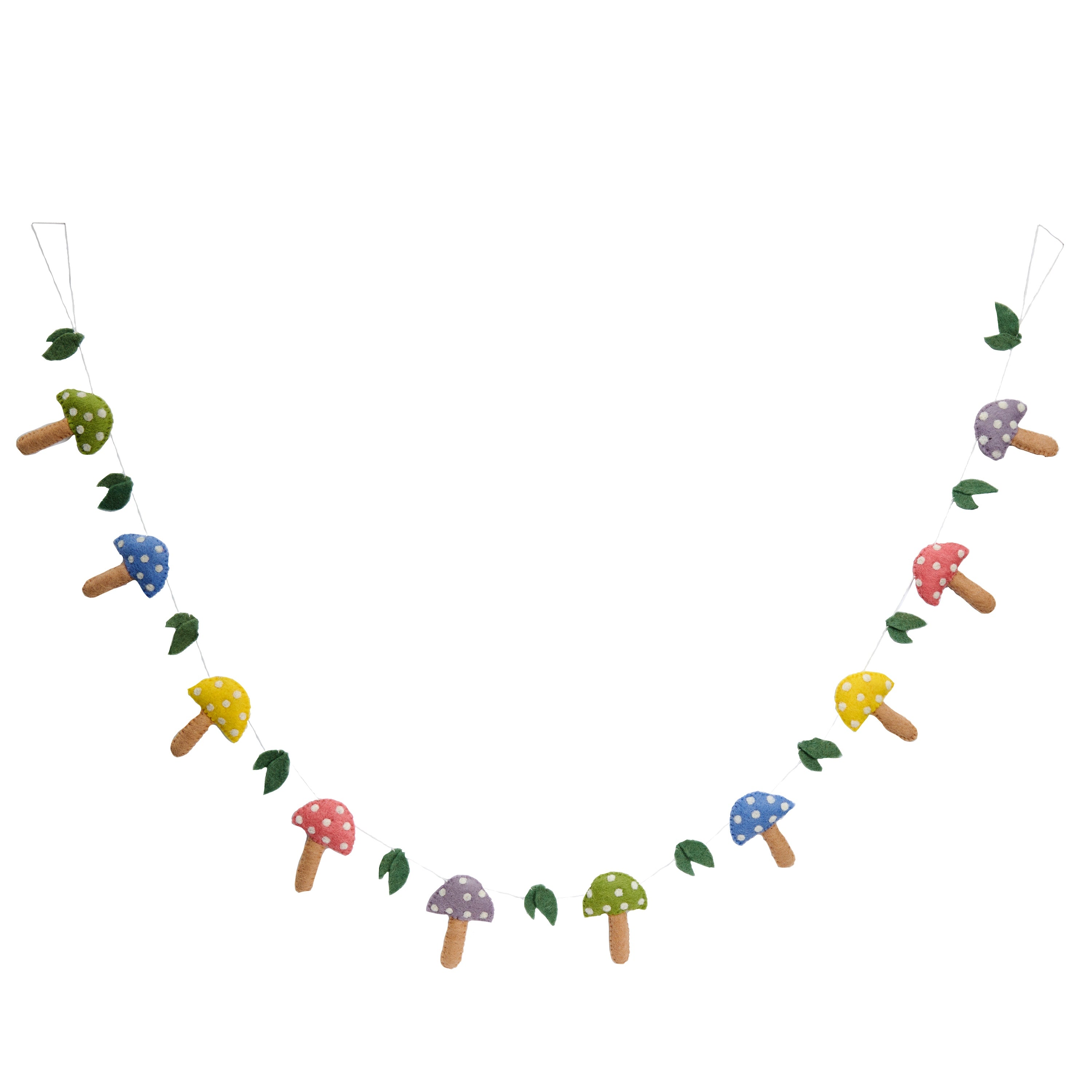 felt colorful mushroom decorative garland for celebrations- Global Goods Partners - Fair Trade