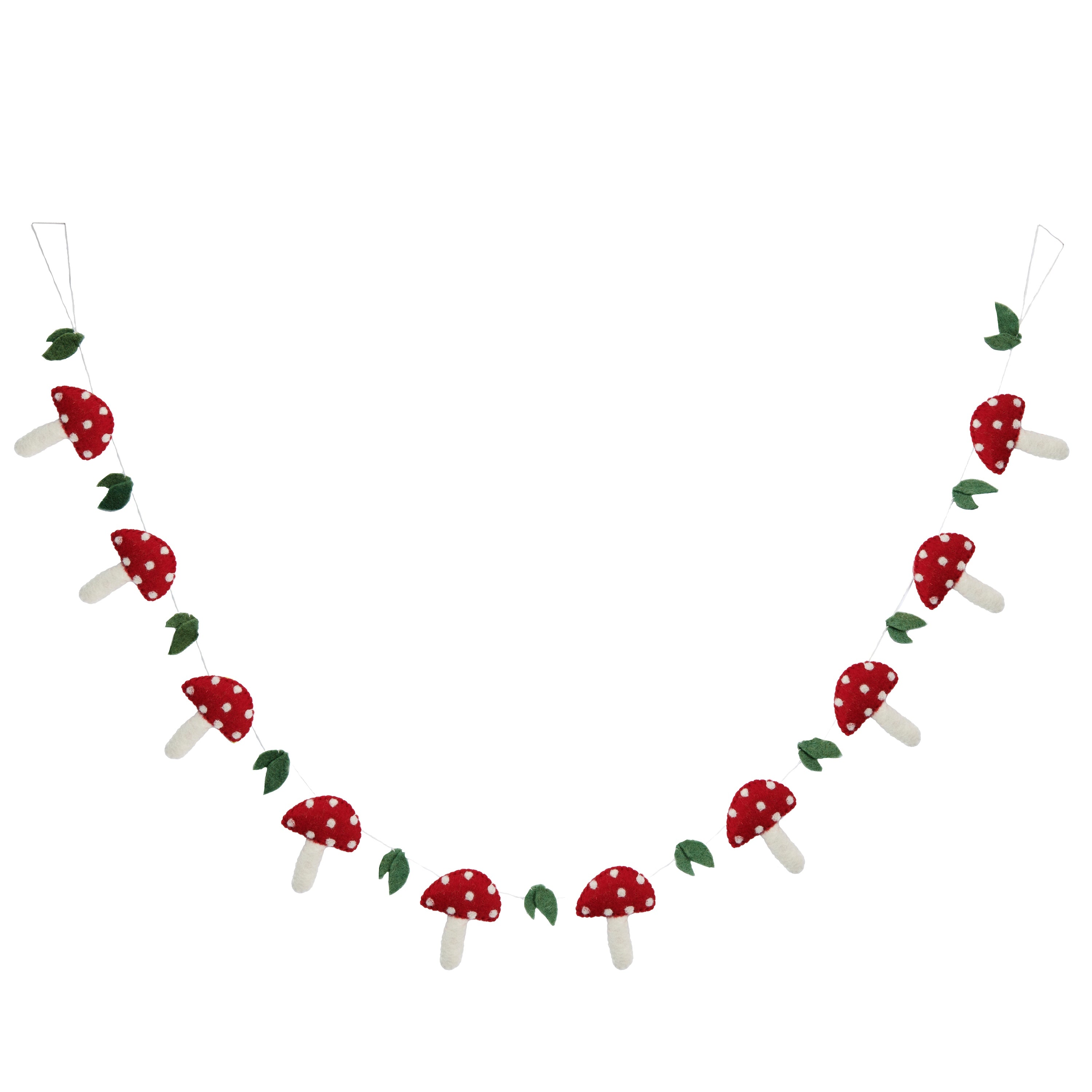 felt woodland forest red mushroom decorative garland for celebrations- Global Goods Partners - Fair Trade