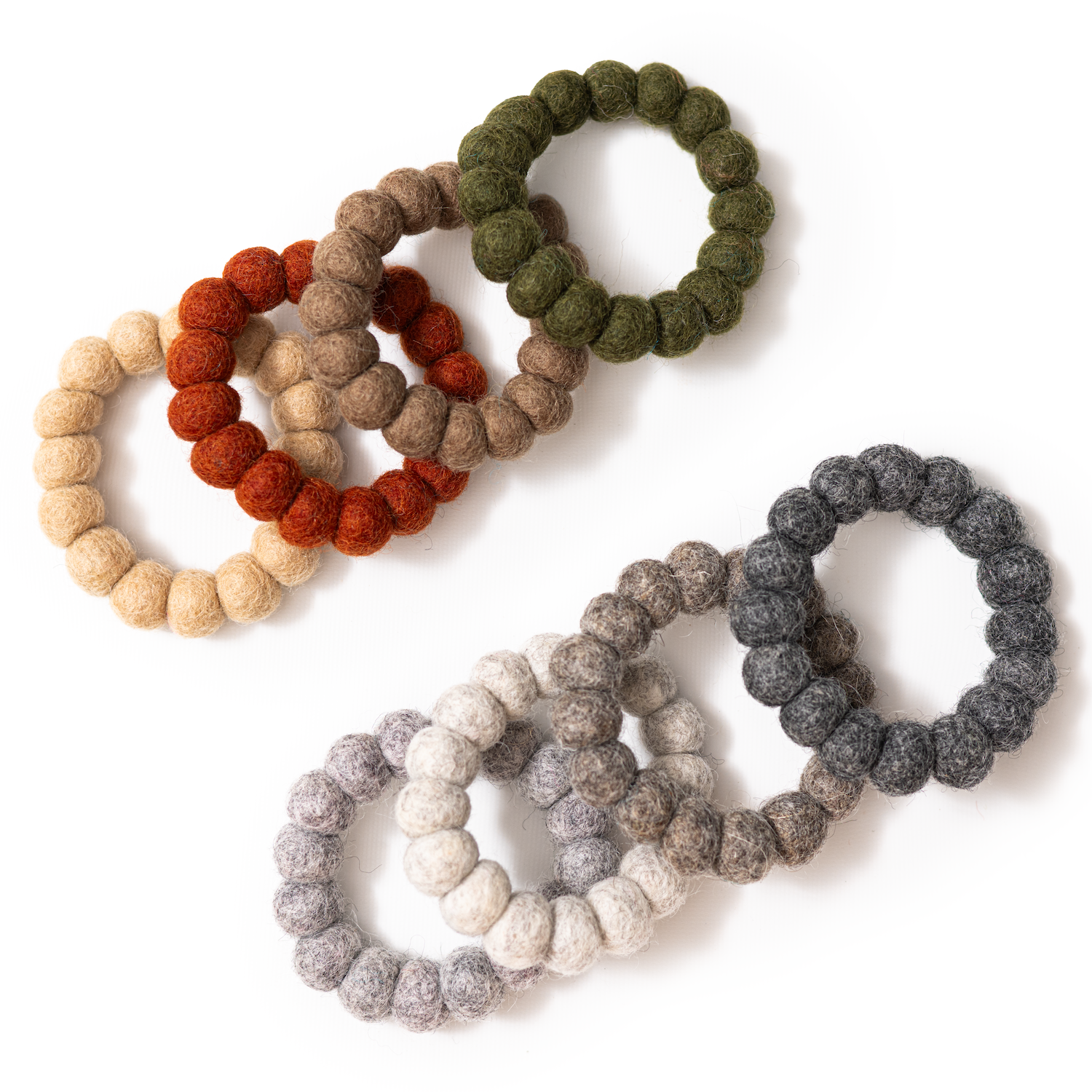 Felt Ball Napkin Rings, Set of 4 2 colorways - Global Goods Partners - Fair Trade