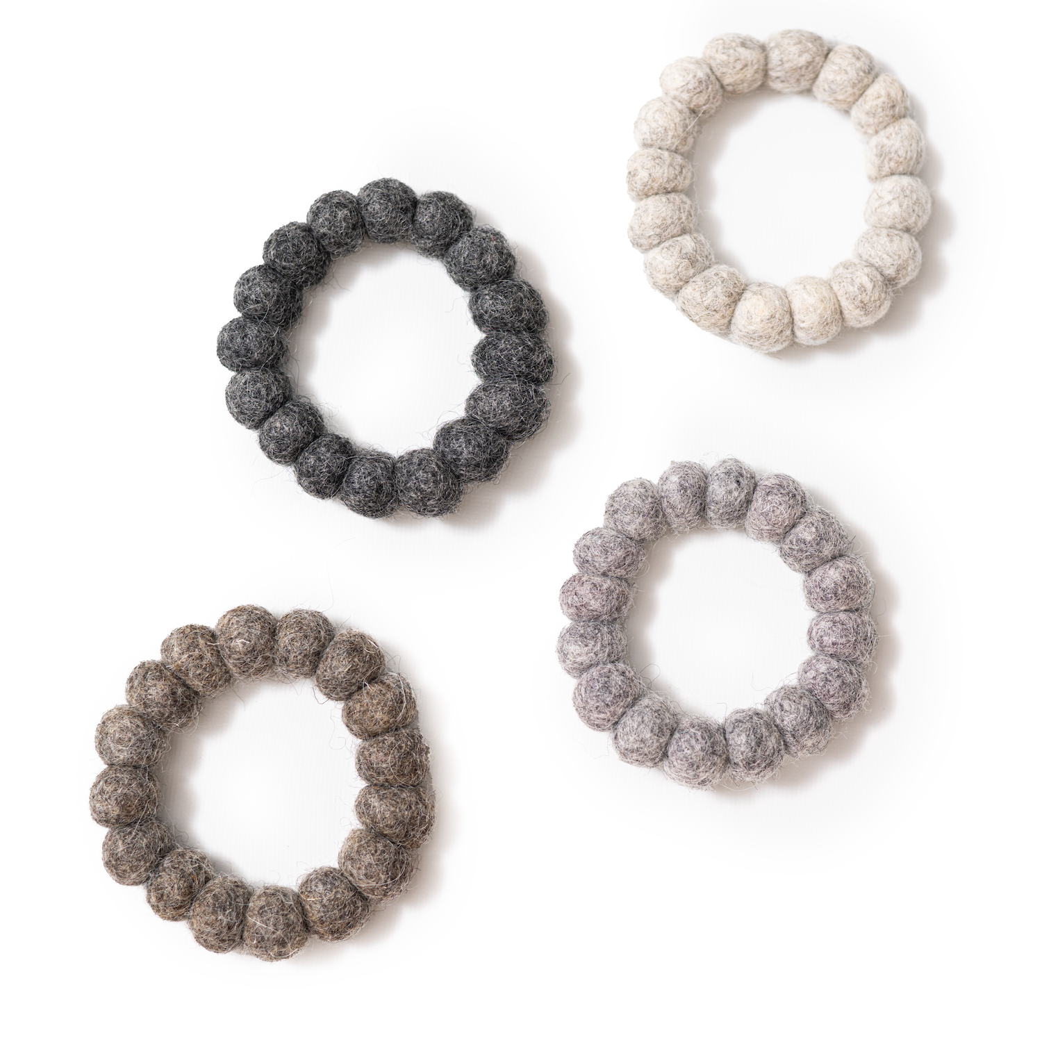 Felt Napkin Rings, Set of 4 in Grey shades - Global Goods Partners - Fair Trade