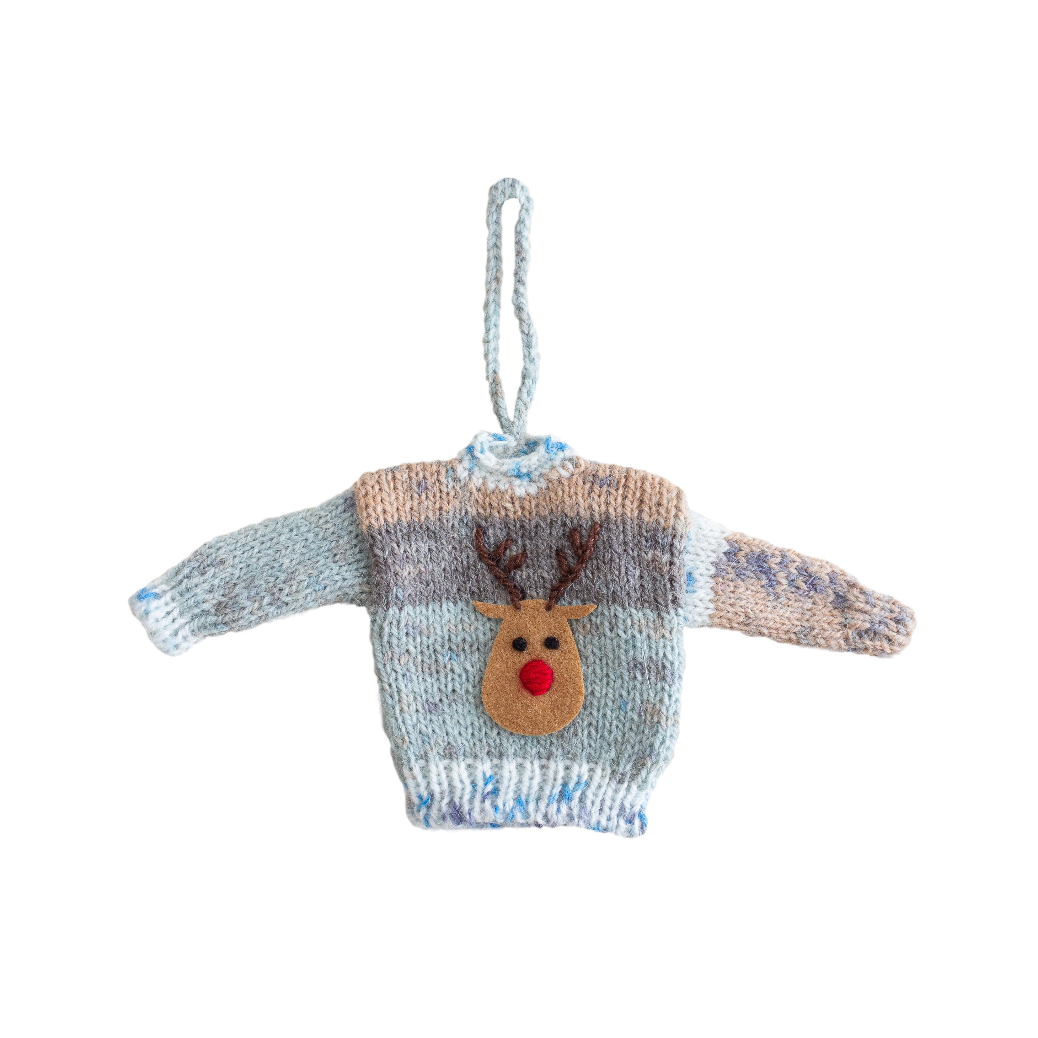Light Blue Tiny Knit Sweater Ornaments - Global Goods Partners