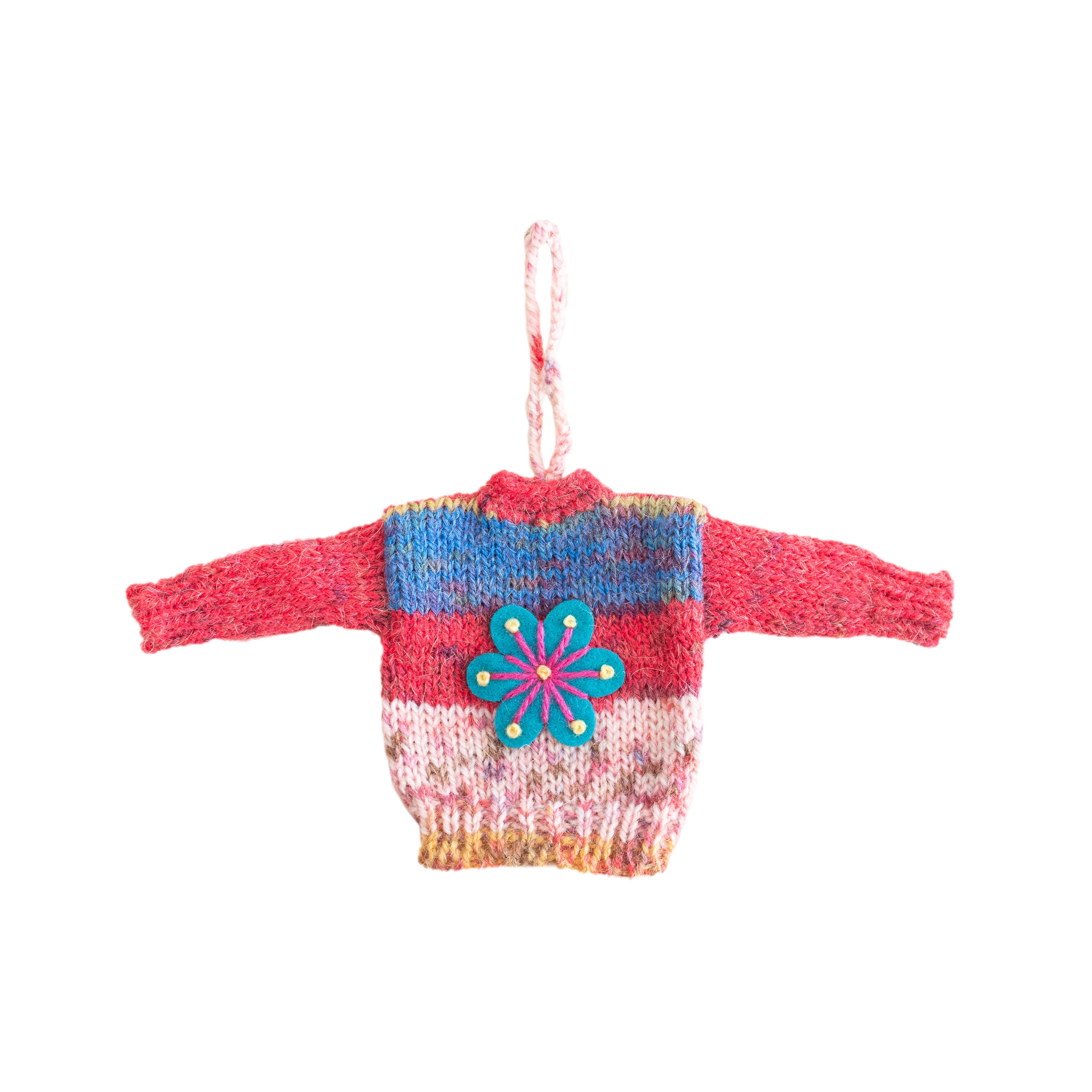 Pink Striped Tiny Knit Sweater Ornaments - Global Goods Partners