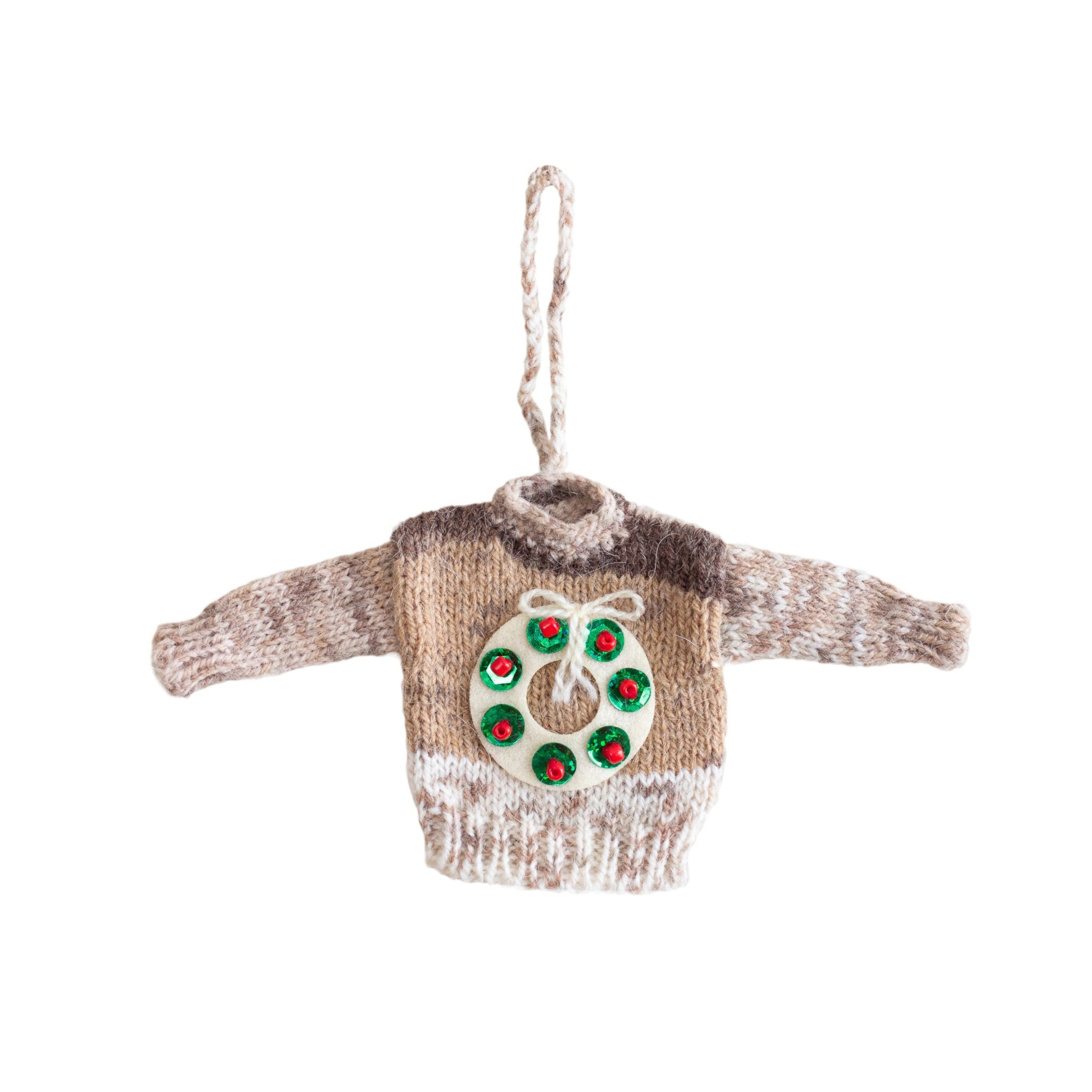 Brown Tiny Knit Sweater Ornaments - Global Goods Partners