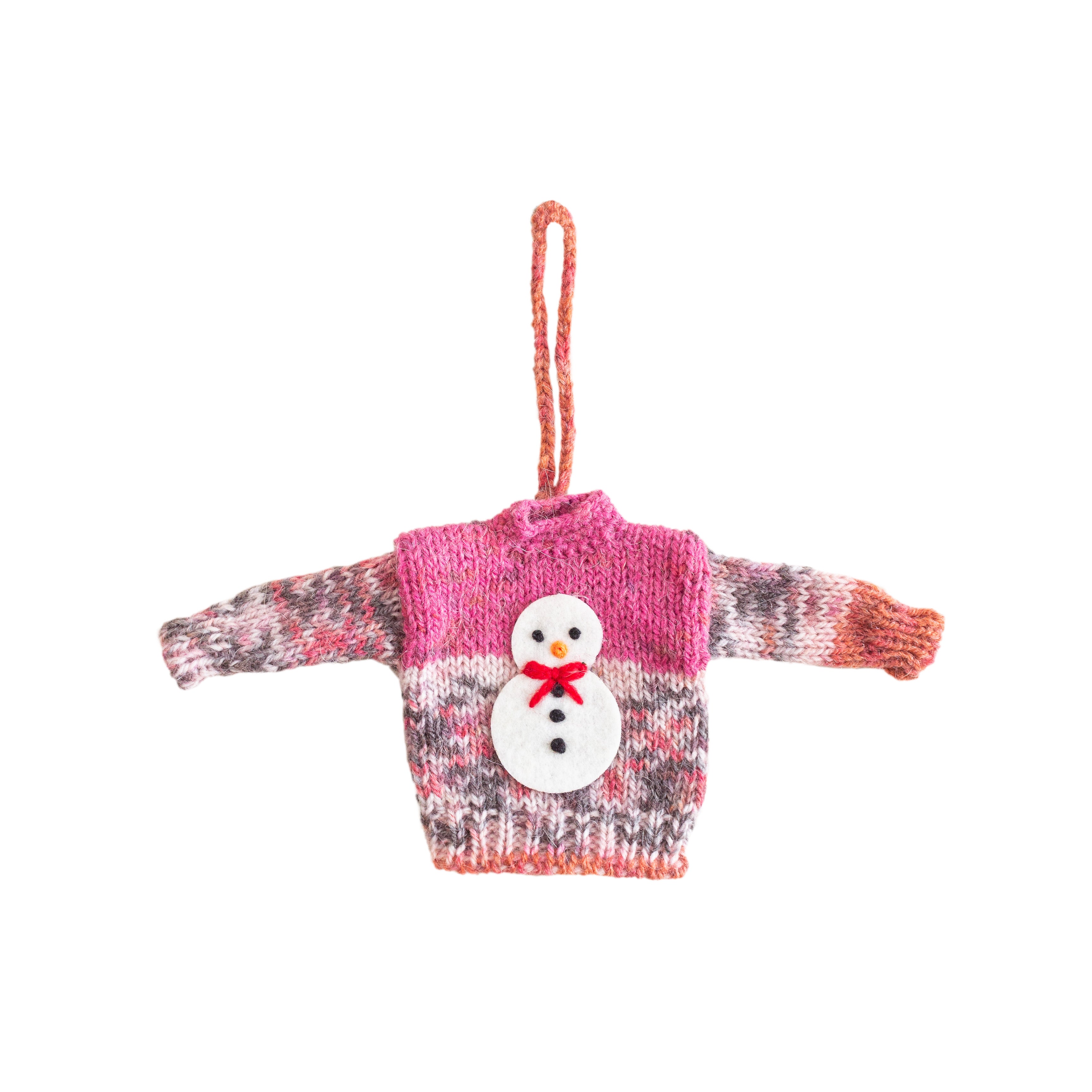 Pink Snowman - Tiny Knit Sweater Ornaments - Global Goods Partners