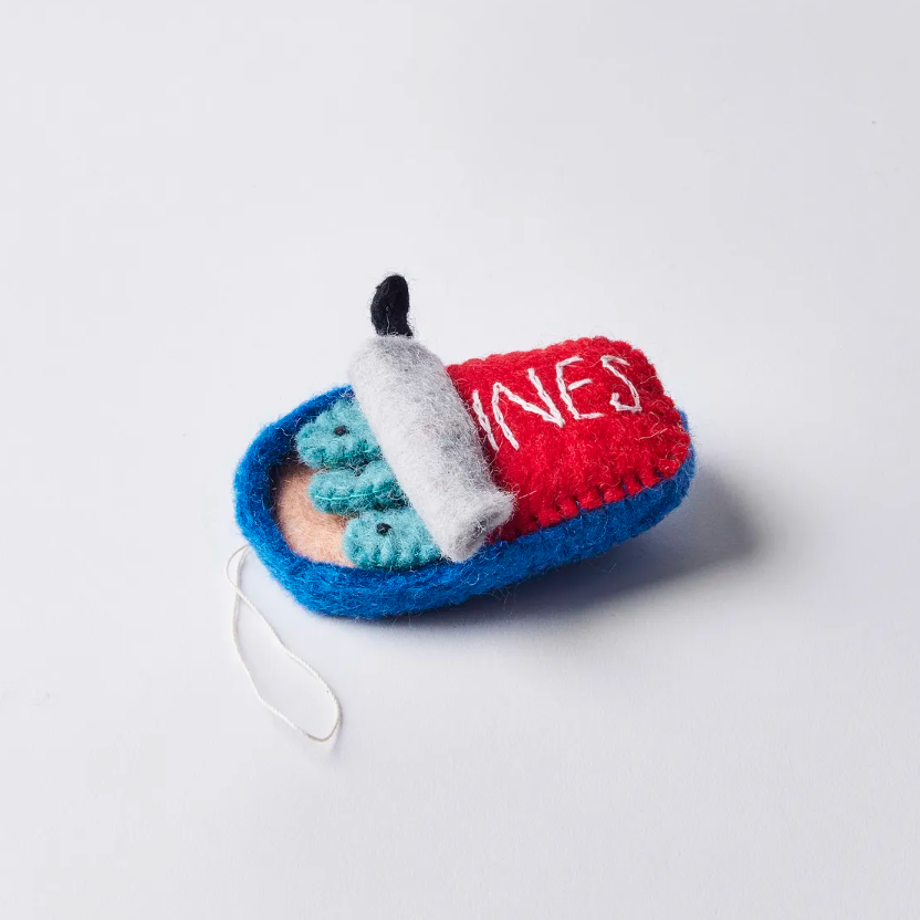 Felt Can of Sardines Ornament Open - Fair Trade - Global Goods Partners