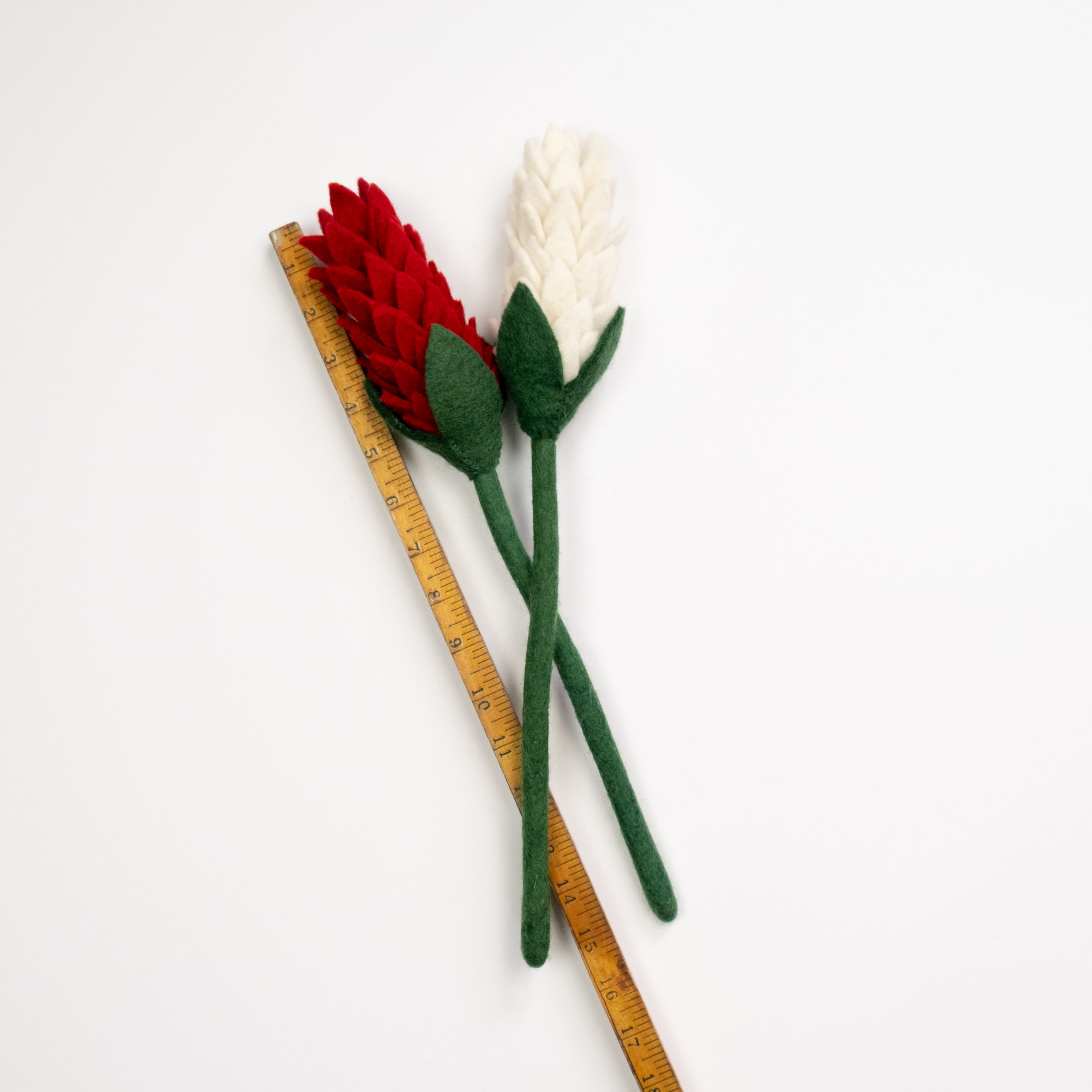 Red and White Measurement Felt Alpinia Floral Stem- Fair Trade - Global Goods Partners
