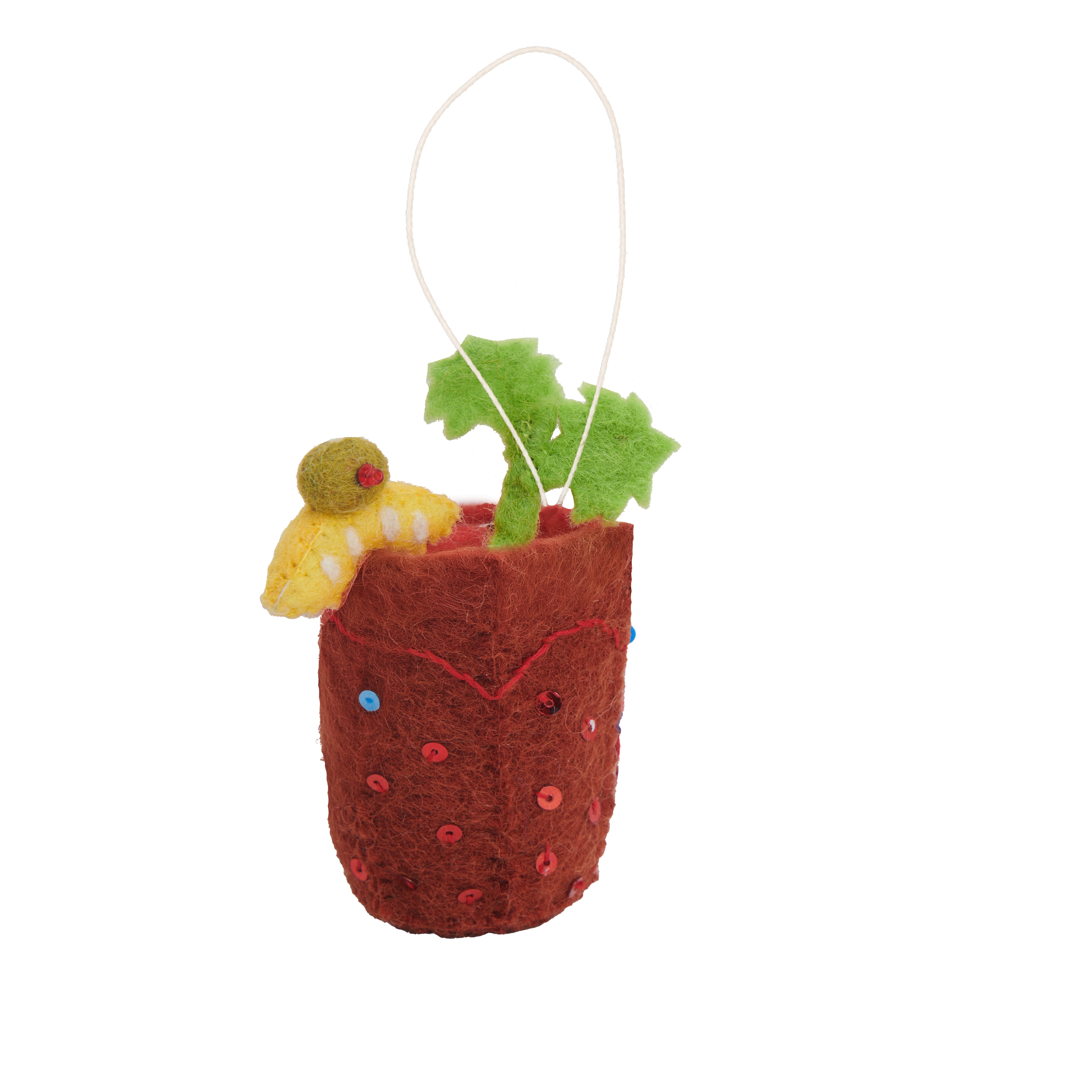 Felt Bloody Mary Cocktail Ornament Detail - Fair Trade _ Global Goods Partners