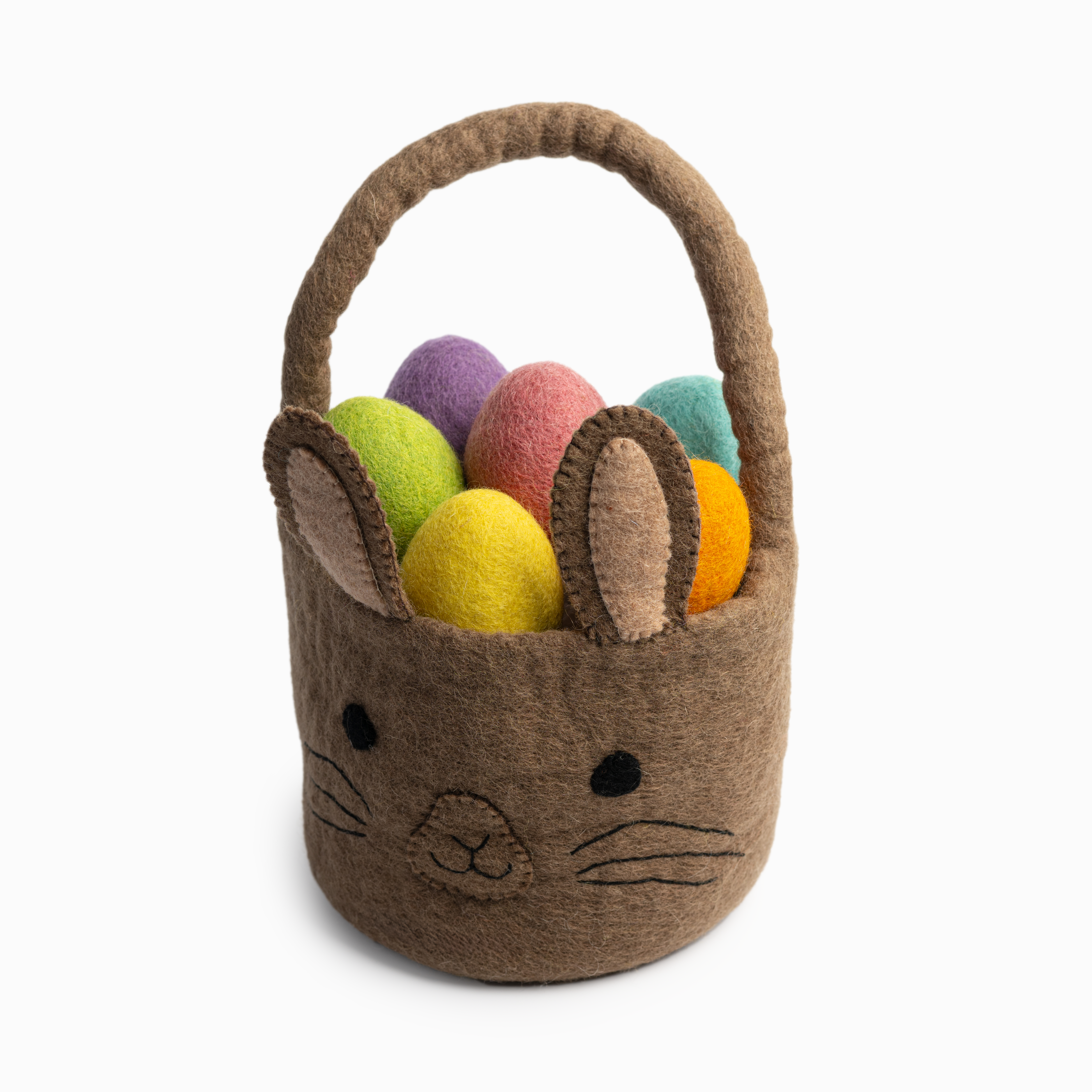 Set of colorful felt play easter eggs in a felt bunny basket Global Goods Partners