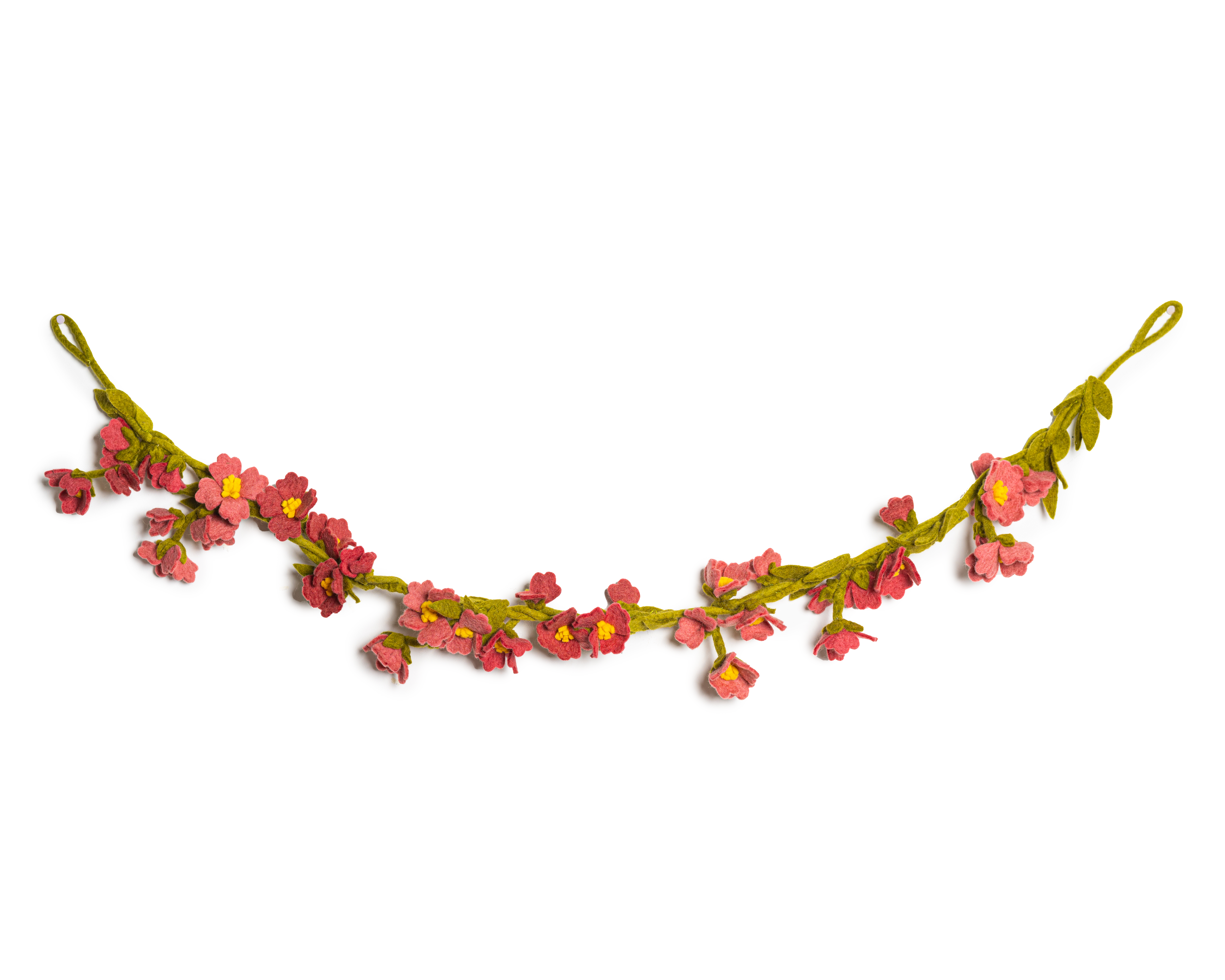 Hanging Pink Cherry Blossom Felt Garland for Celebrations -Fair Trade - Global Goods Partners