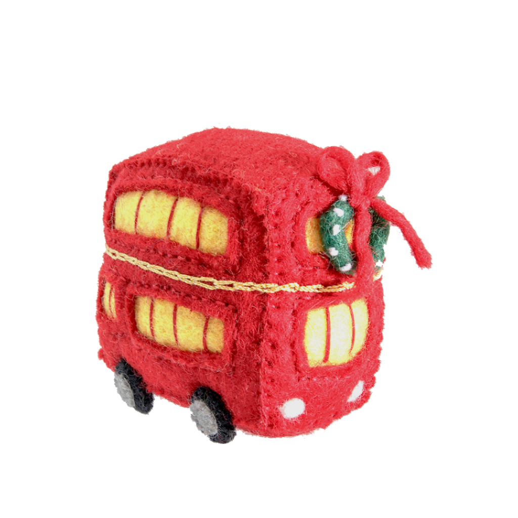 Felt Red London Double Decker Bus Ornament - Fair Trade - Global Goods Partners