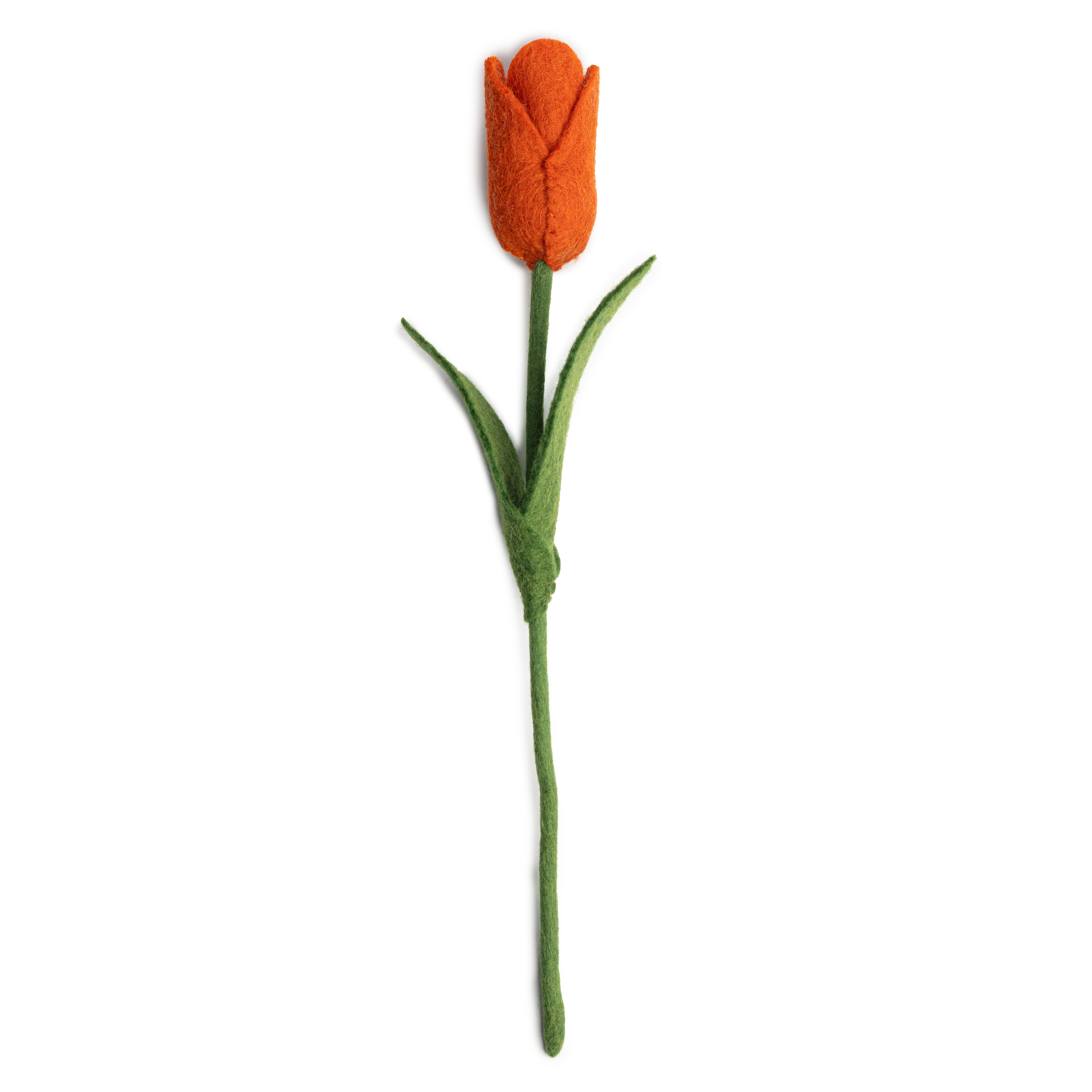 Dark Orange Felt Dutch Tulip Flower Stem - Fair Trade - Global Goods Partners