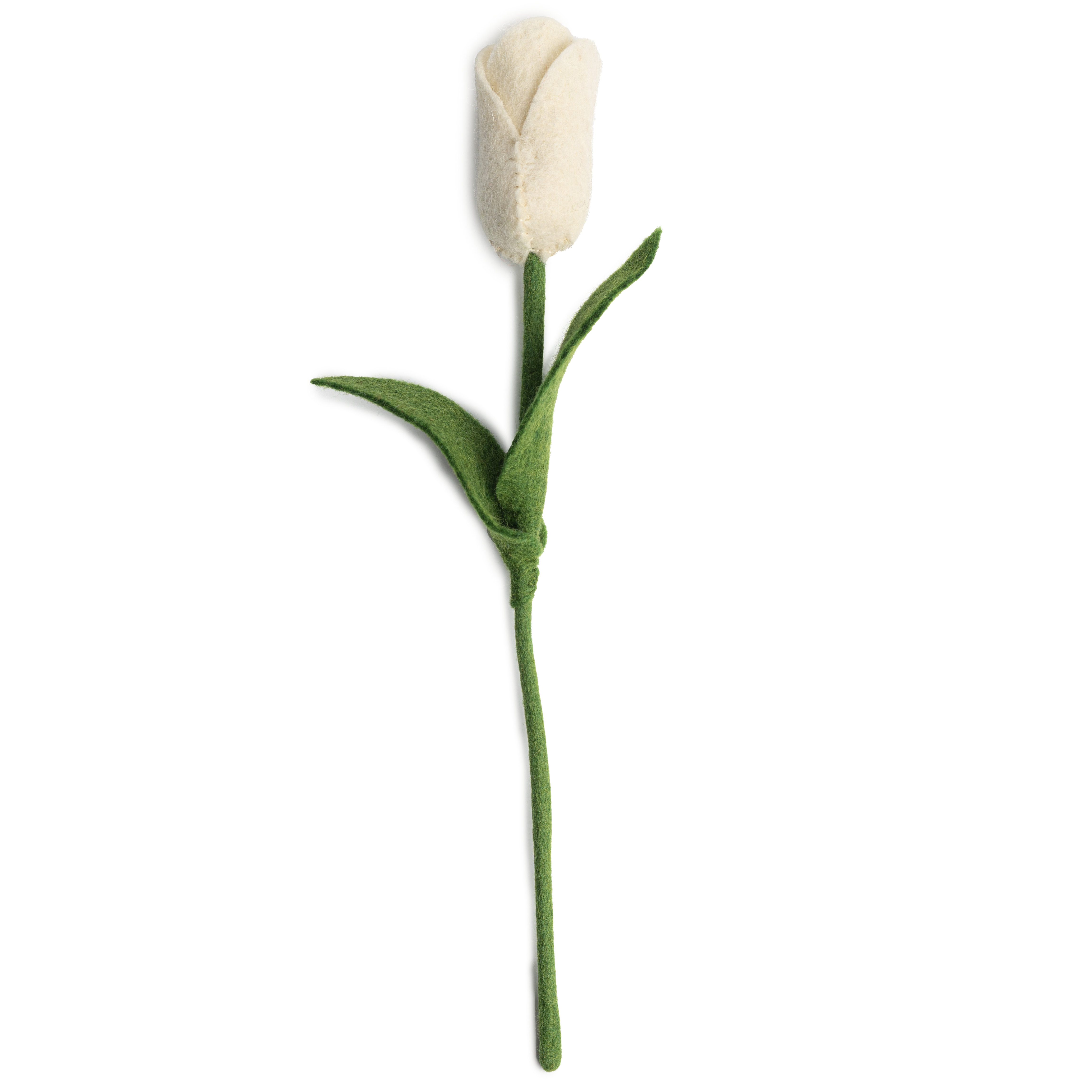White Felt Dutch Tulip Flower Stem - Fair Trade - Global Goods Partners