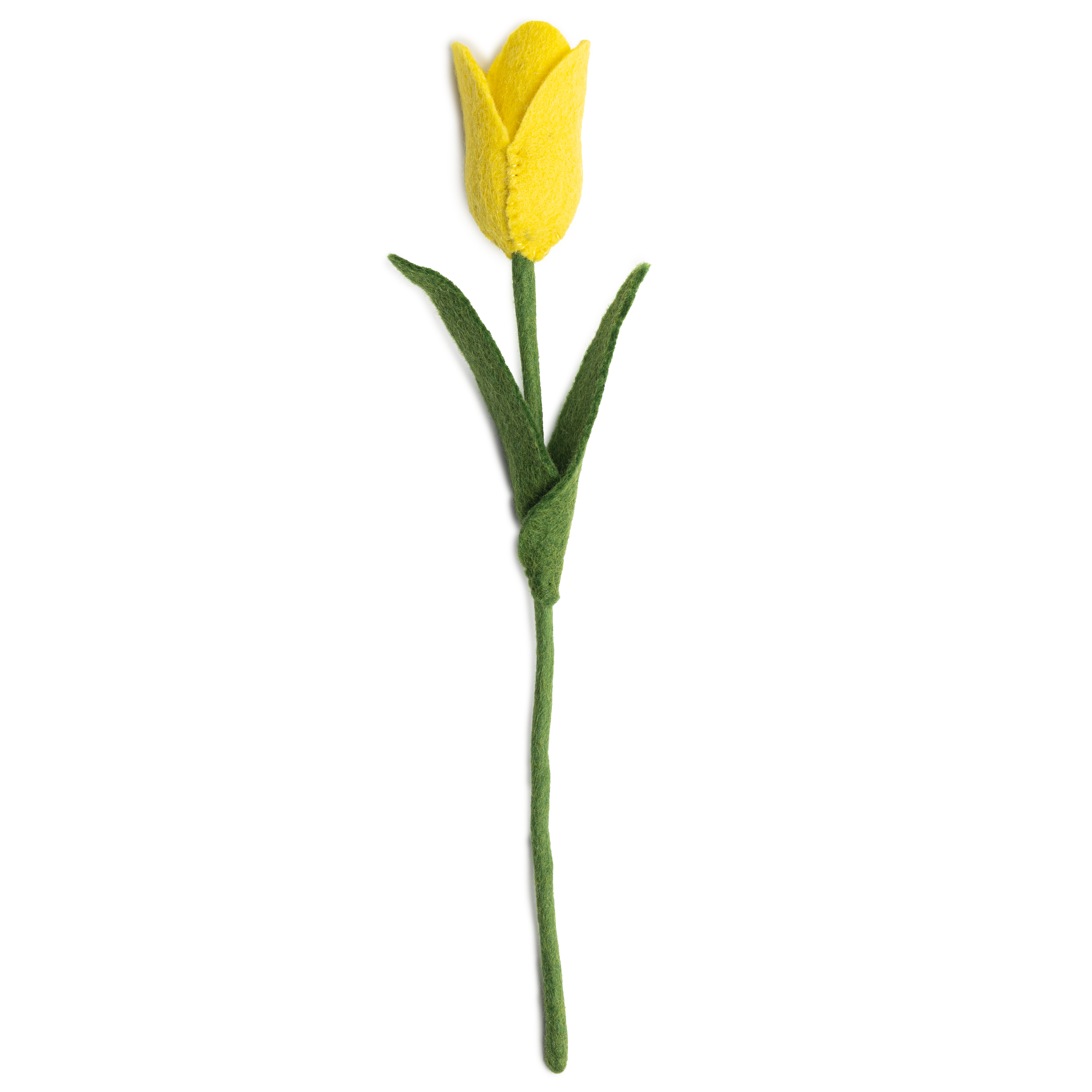 Yellow Felt Dutch Tulip Flower Stem - Fair Trade - Global Goods Partners