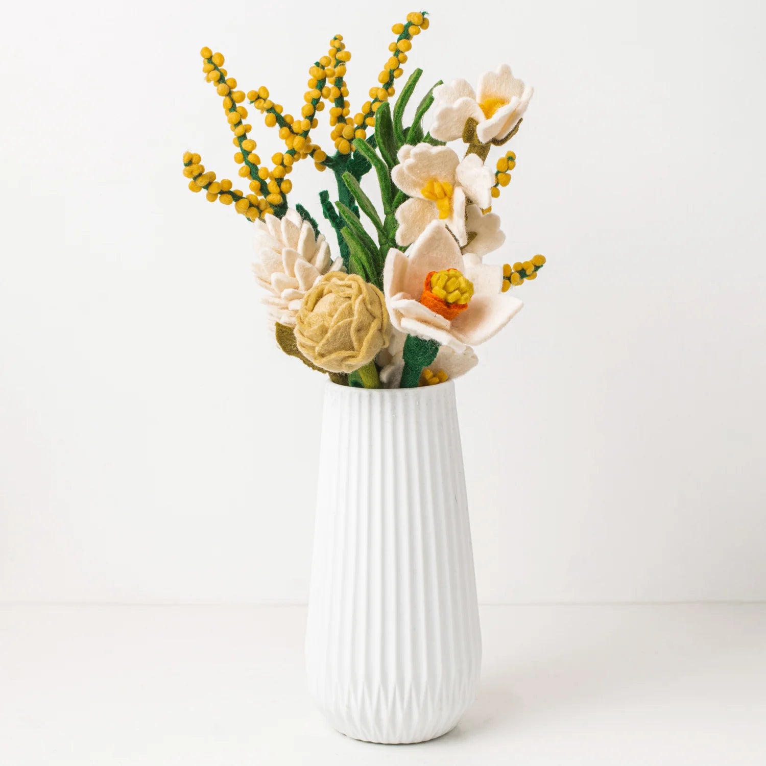 Sun Kissed Yellow and White Felt Floral Bouquet Ready for Gifting - Fair Trade - Global Goods Partners