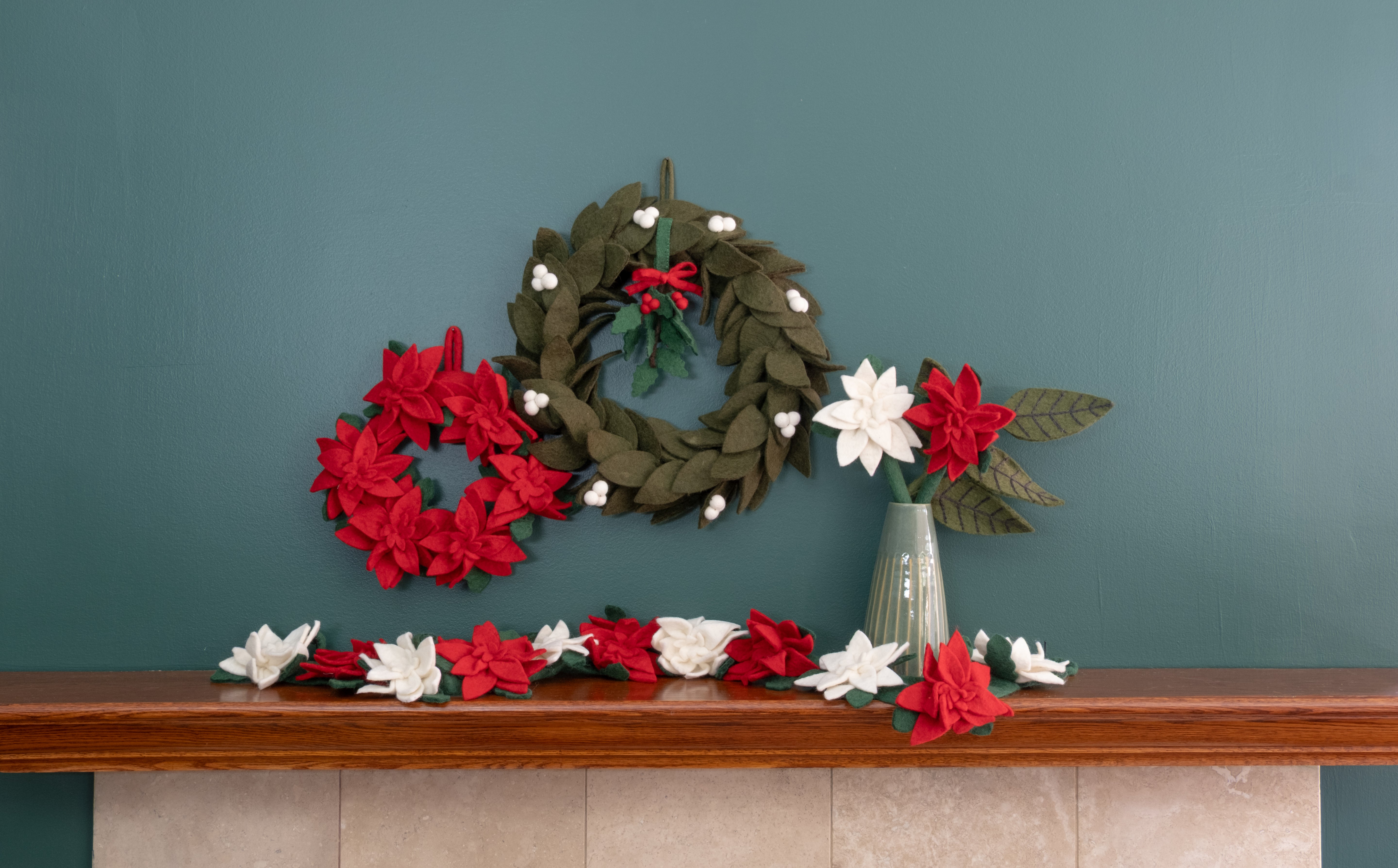 Felt Holly Ornament