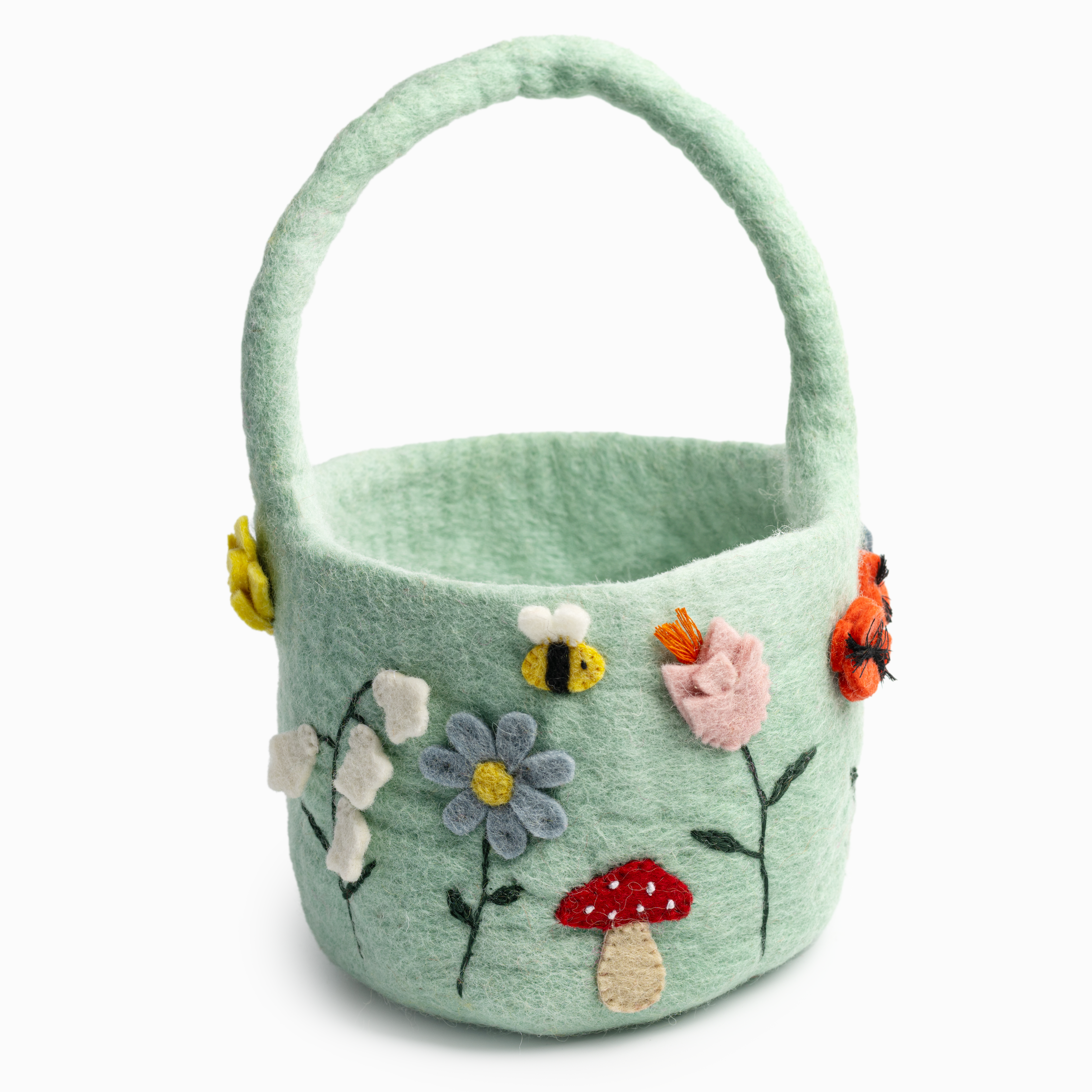 Kids Felt Easter Basket Floral Green _ Global Goods Partners