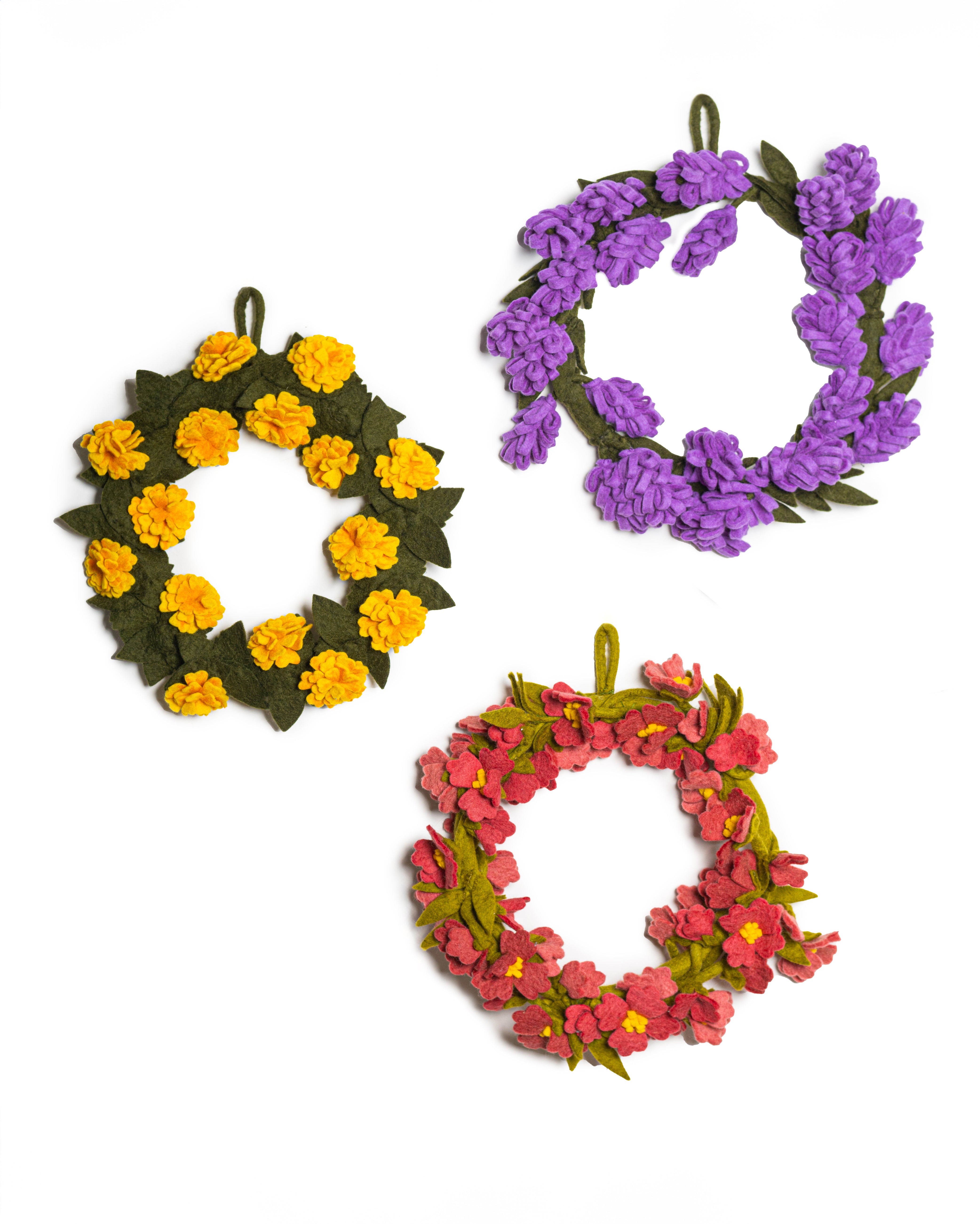 3 Felt Floral Wreaths for Decor - Global Goods Partners