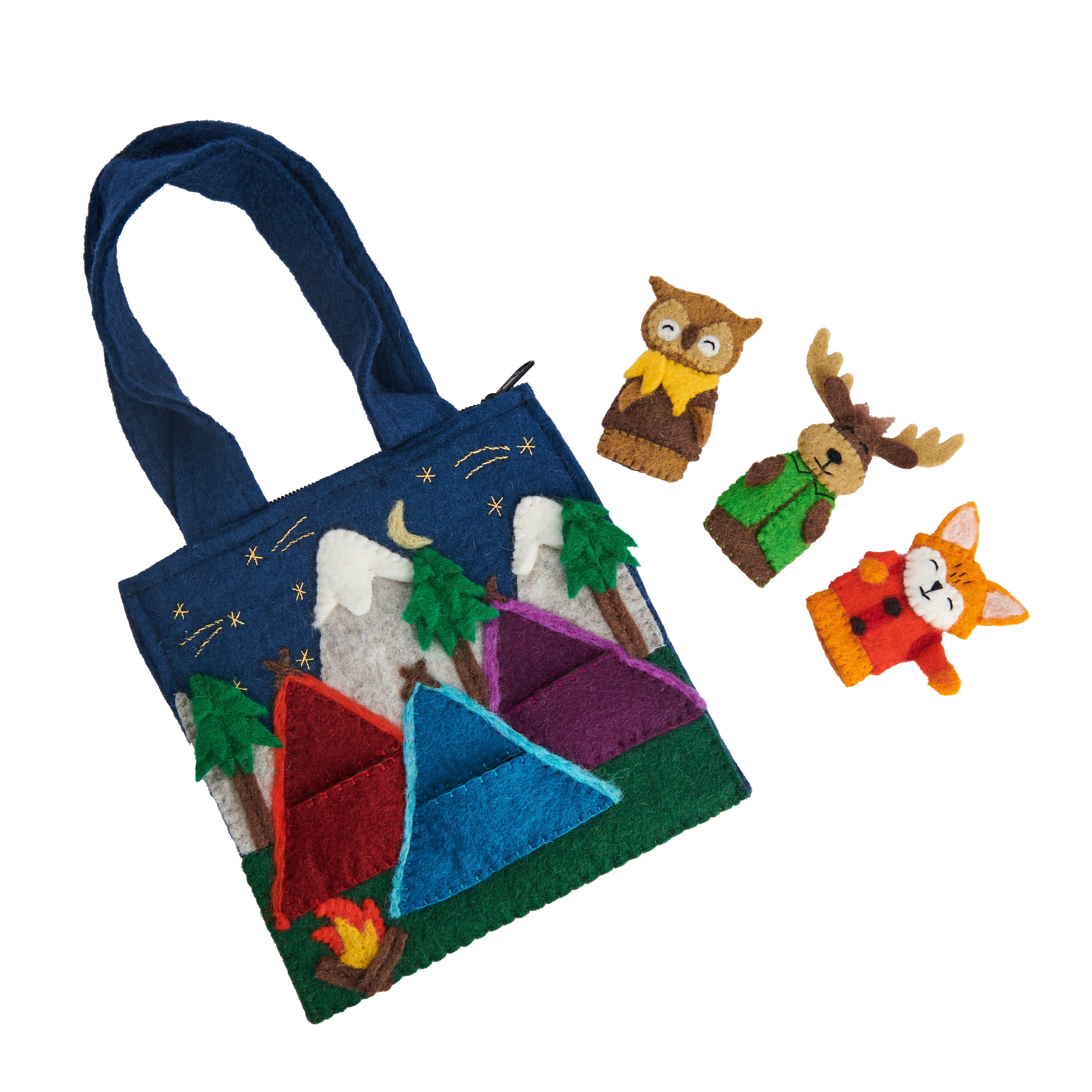 Felt Camping Puppet Bag for Kids with puppets - Fair Trade - Global Goods Partners