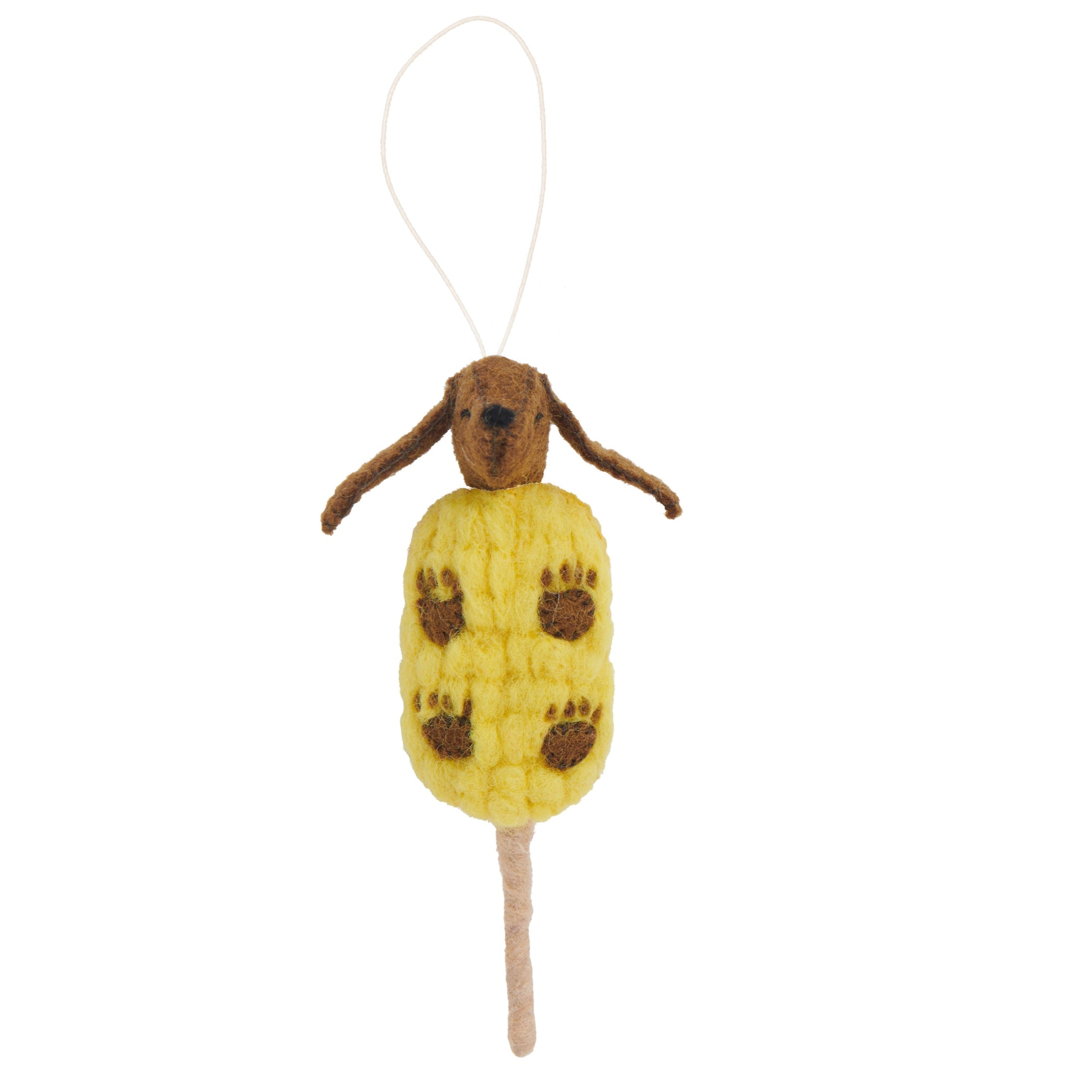 Yellow Felt Corn Dog with Ketchup & Mustard Funny Gift -Fair Trade - Global Goods Partners