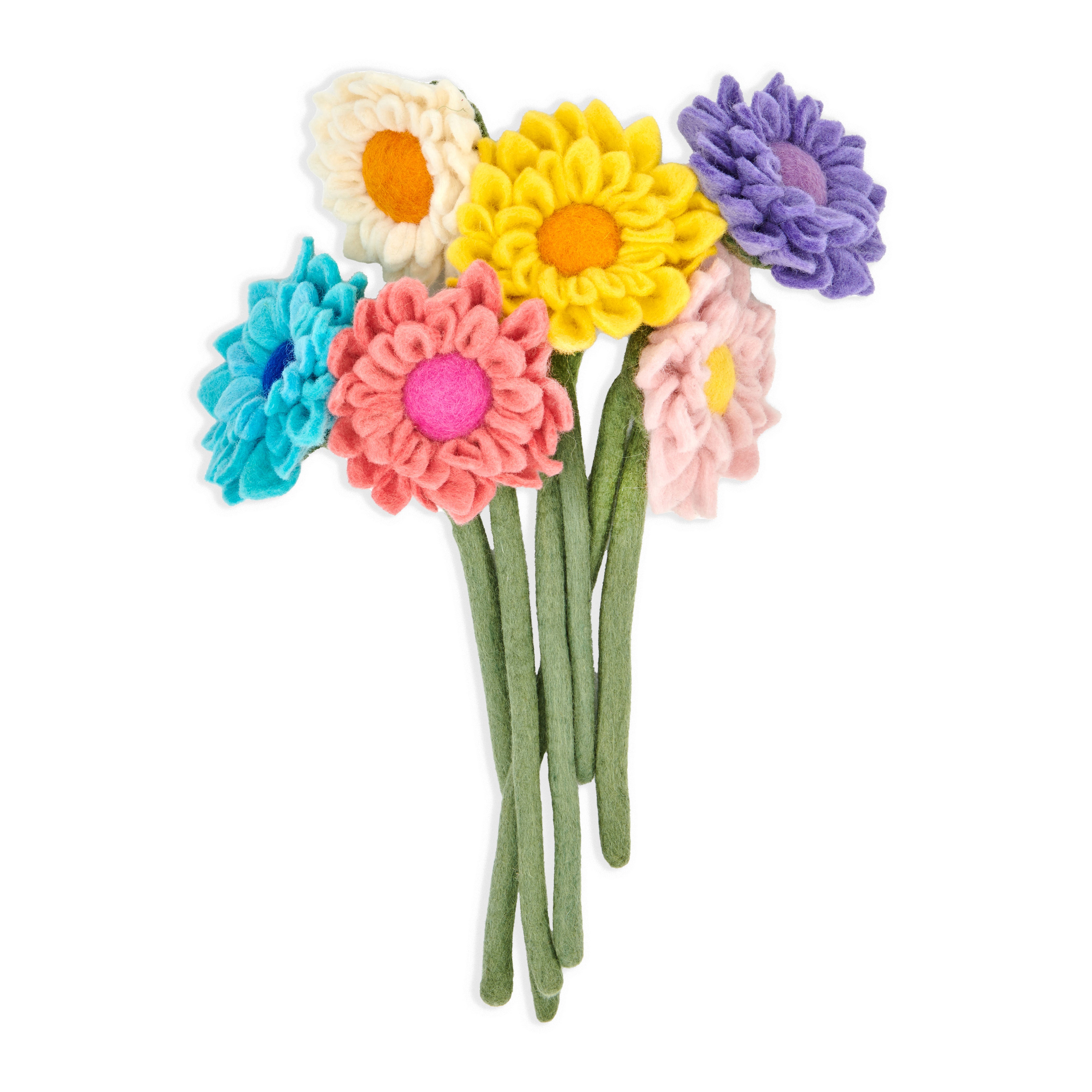 Felt Dahlia Flower Stems Bouquet Assorted Colors - Global Goods Partners Fair Trade