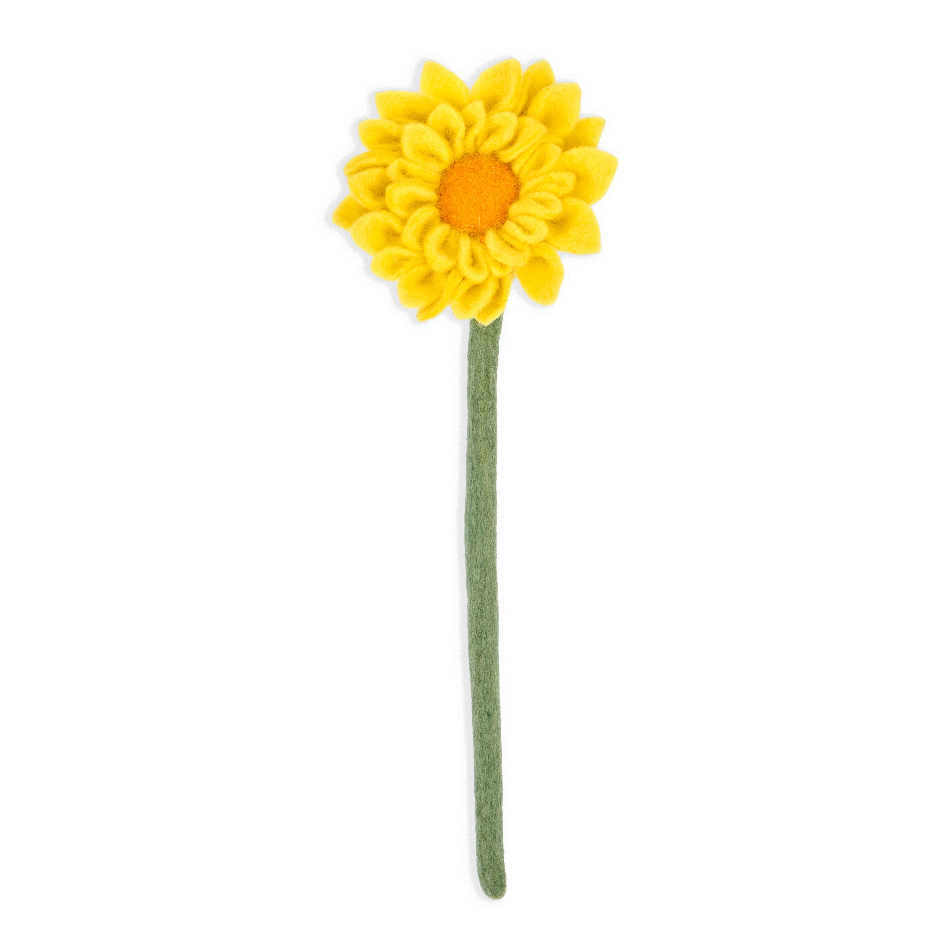 Yellow Felt Dahlia Flower Single Stem - Global Goods Partners Fair Trade