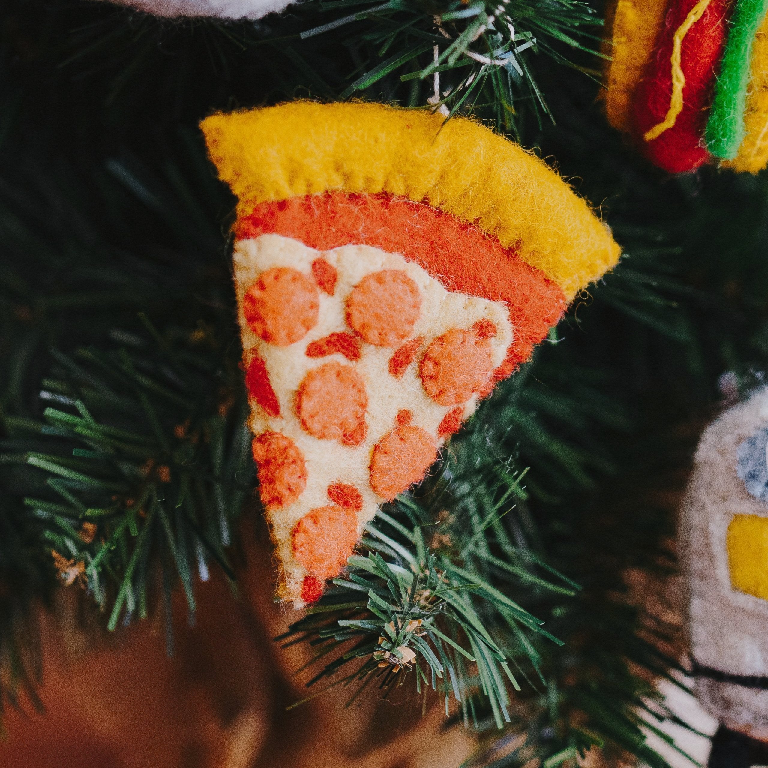 Felt NYC Pizza Slice Ornament Realistic Design - Fair Trade - Global Goods Partners
