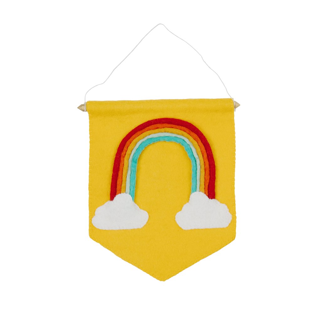 Yellow Felt Rainbow Banner Flag -Fair Trade - Global Goods Partners