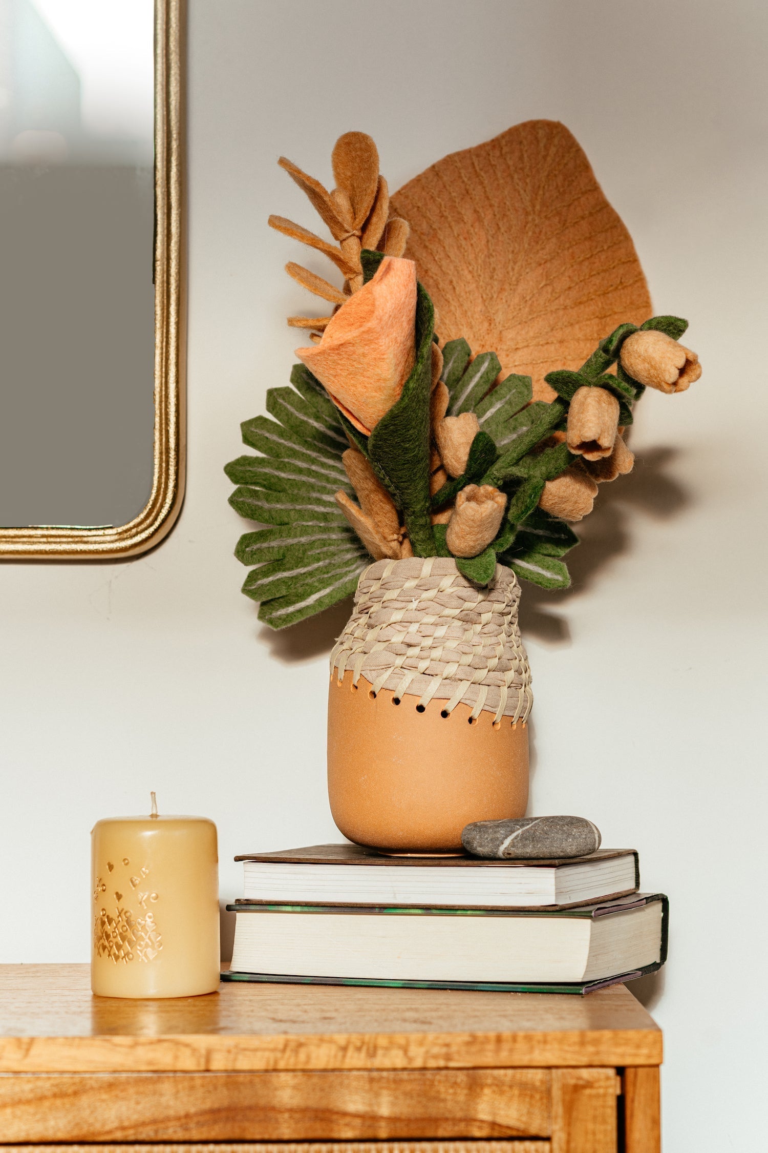 Felt Bellflower various colors bouquet styled in vase - Global Goods Partners Fair Trade