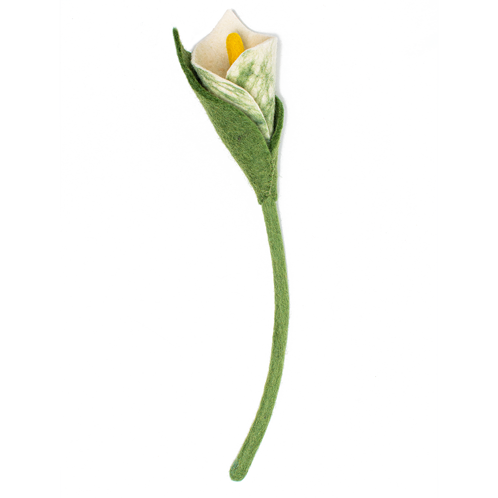 White Felt Calla Lily Flower Stem - Fair Trade - Global Goods Partners