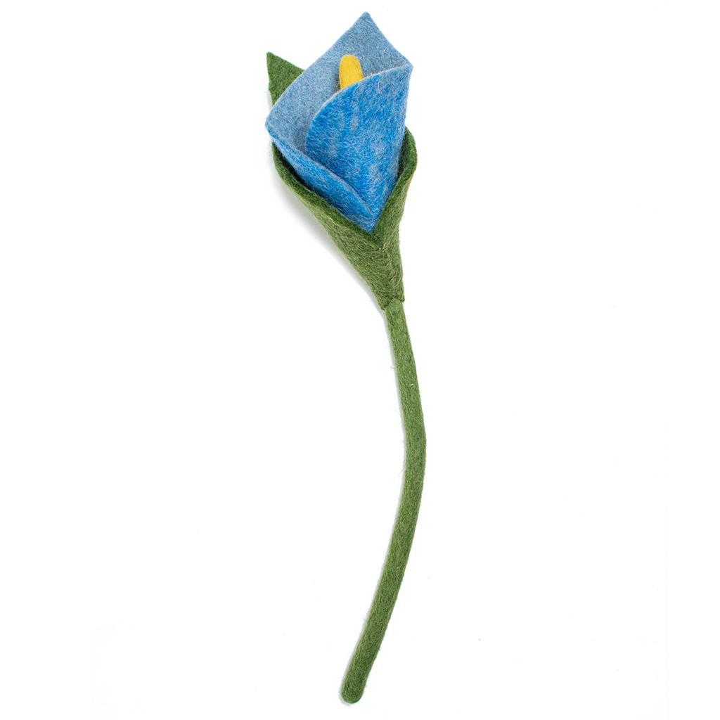Blue Felt Calla Lily Flower Stem - Fair Trade - Global Goods Partners
